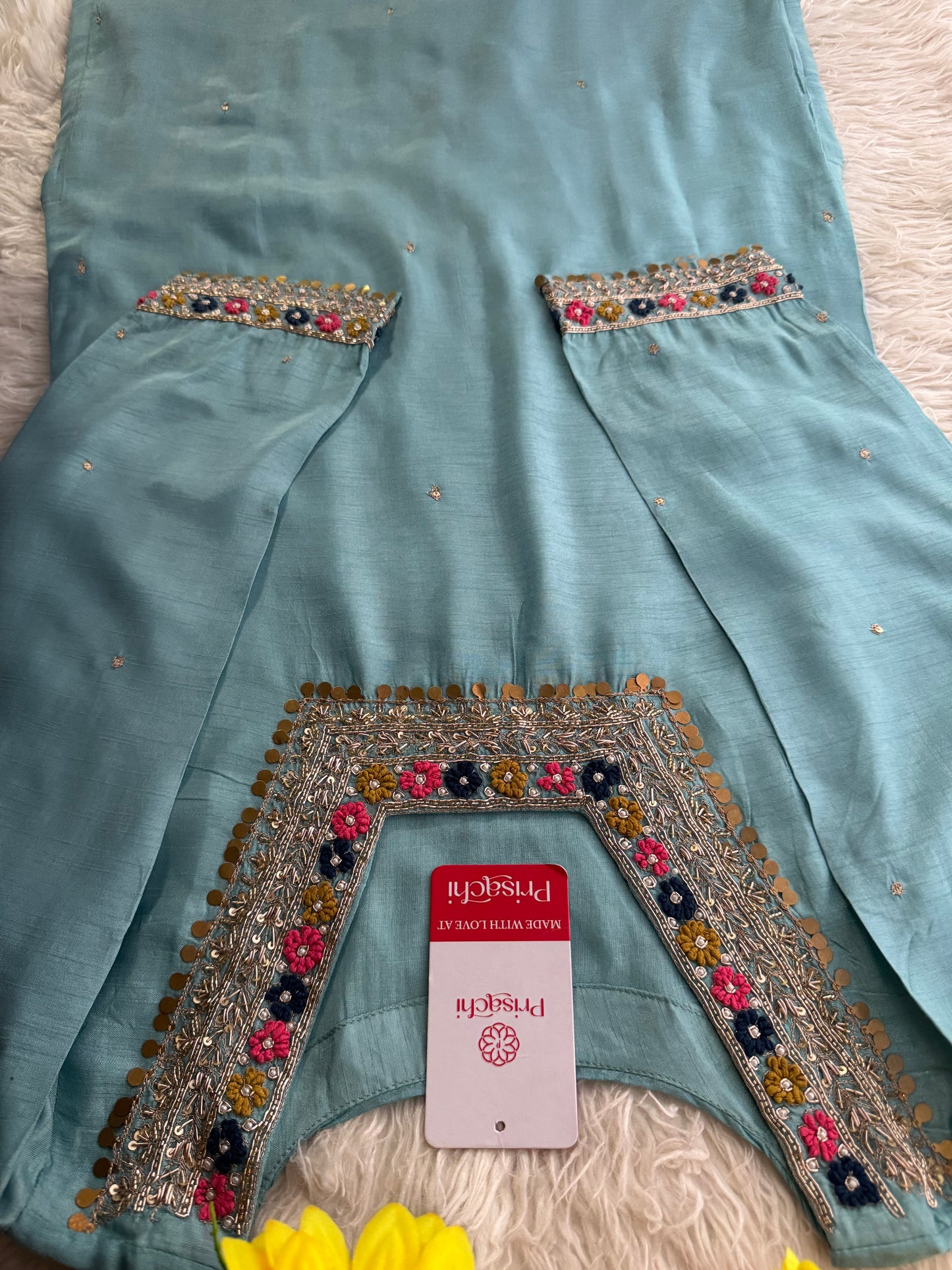 Blue embroidered kurta Bottom with dupatta