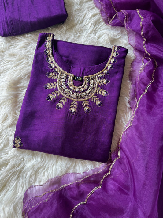 Purple Designer Kurti Bottom with Duptta