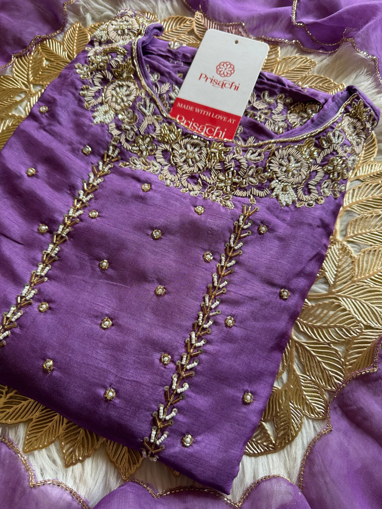 Purple Embroidered kurta set with dupatta