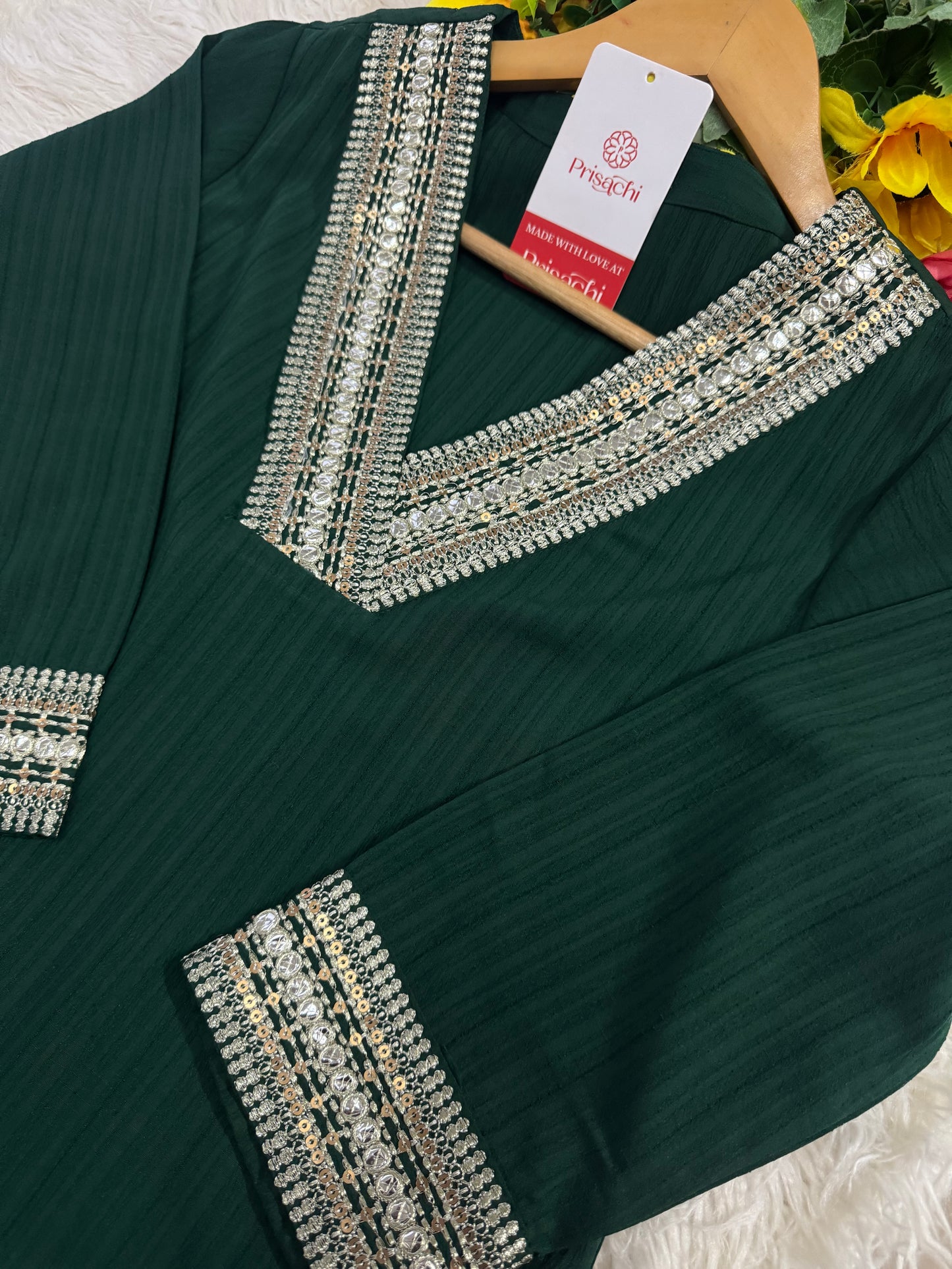 Green  kurta bottom with dupatta