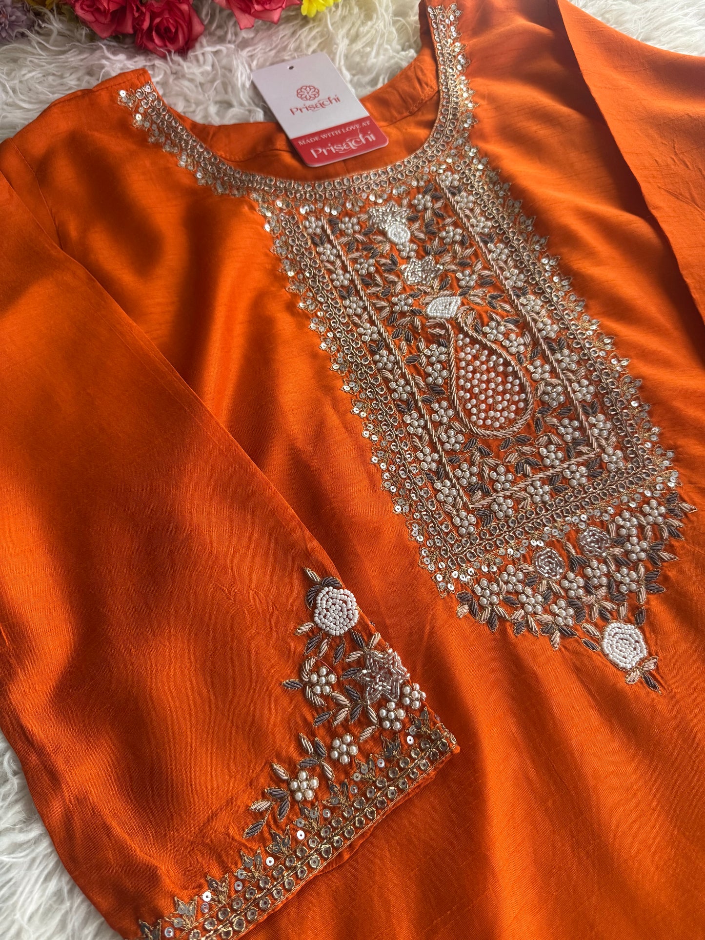 Designer embroidered kurta set with dupatta