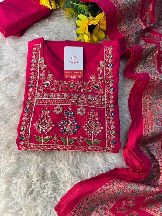 Prisachi Pink kurta set with dupatta