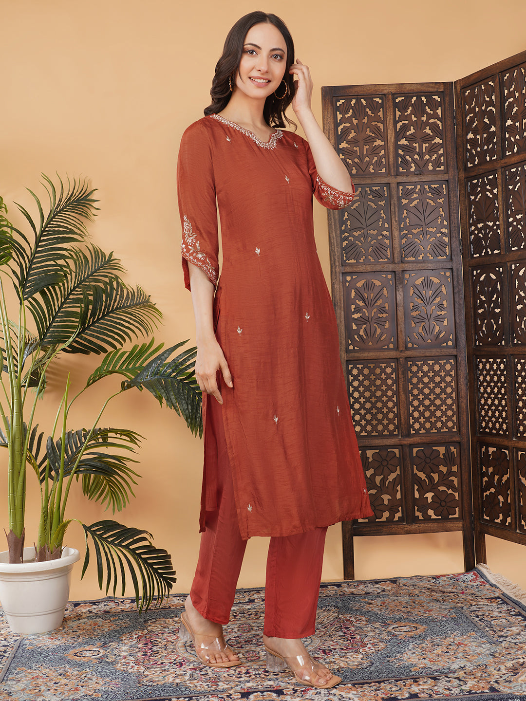 Designer Embroidered Kurta Set with Pants & Dupatta | Traditional Ethnic Suit Set
