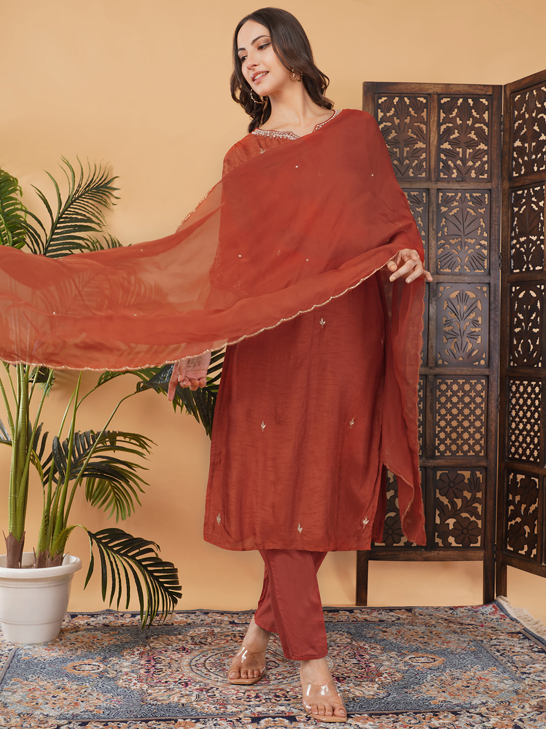 Designer Embroidered Kurta Set with Pants & Dupatta | Traditional Ethnic Suit Set