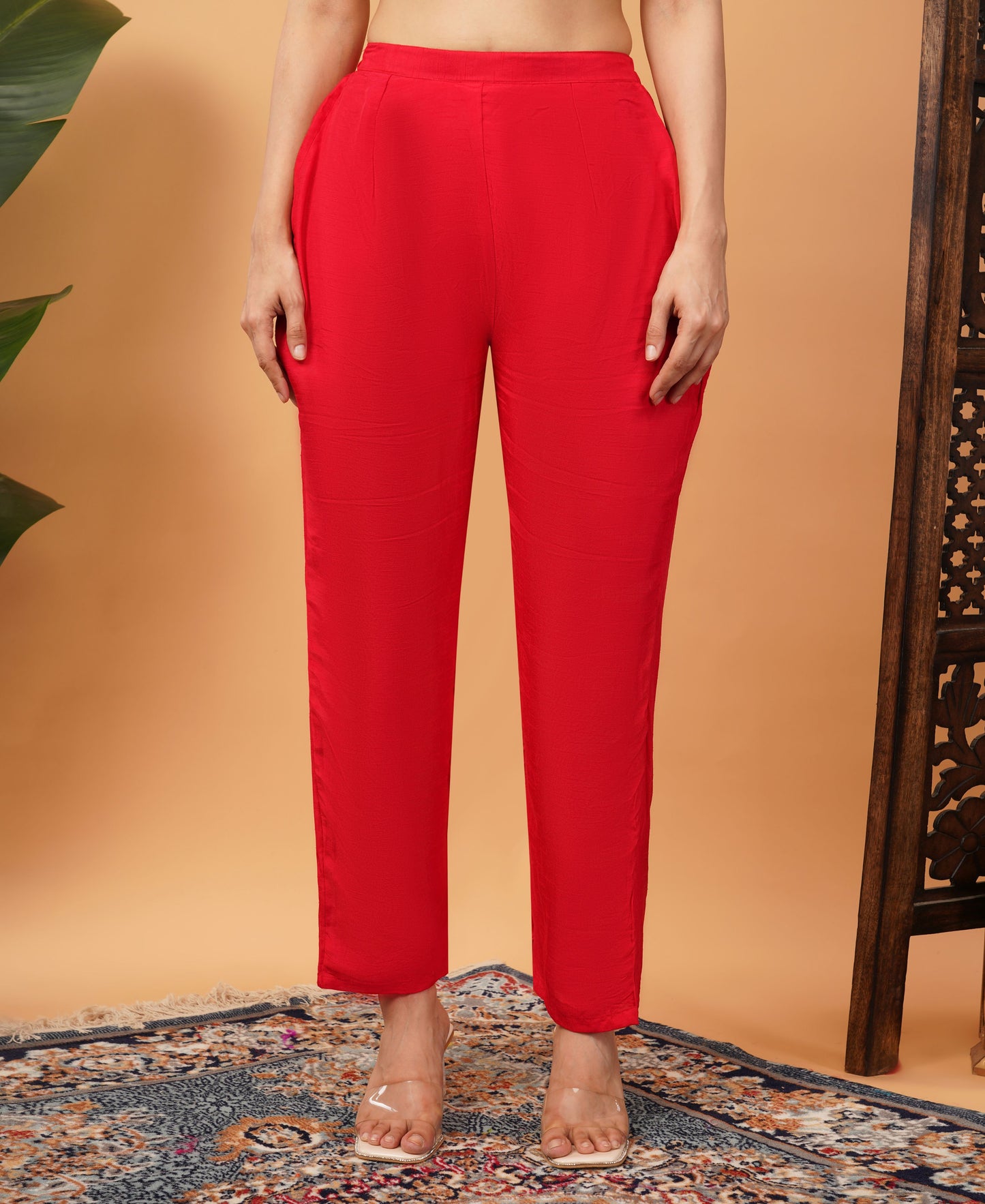 Red Designer Ethnic Embroidered Kurta Set with Pants & Dupatta - Prisachi Official