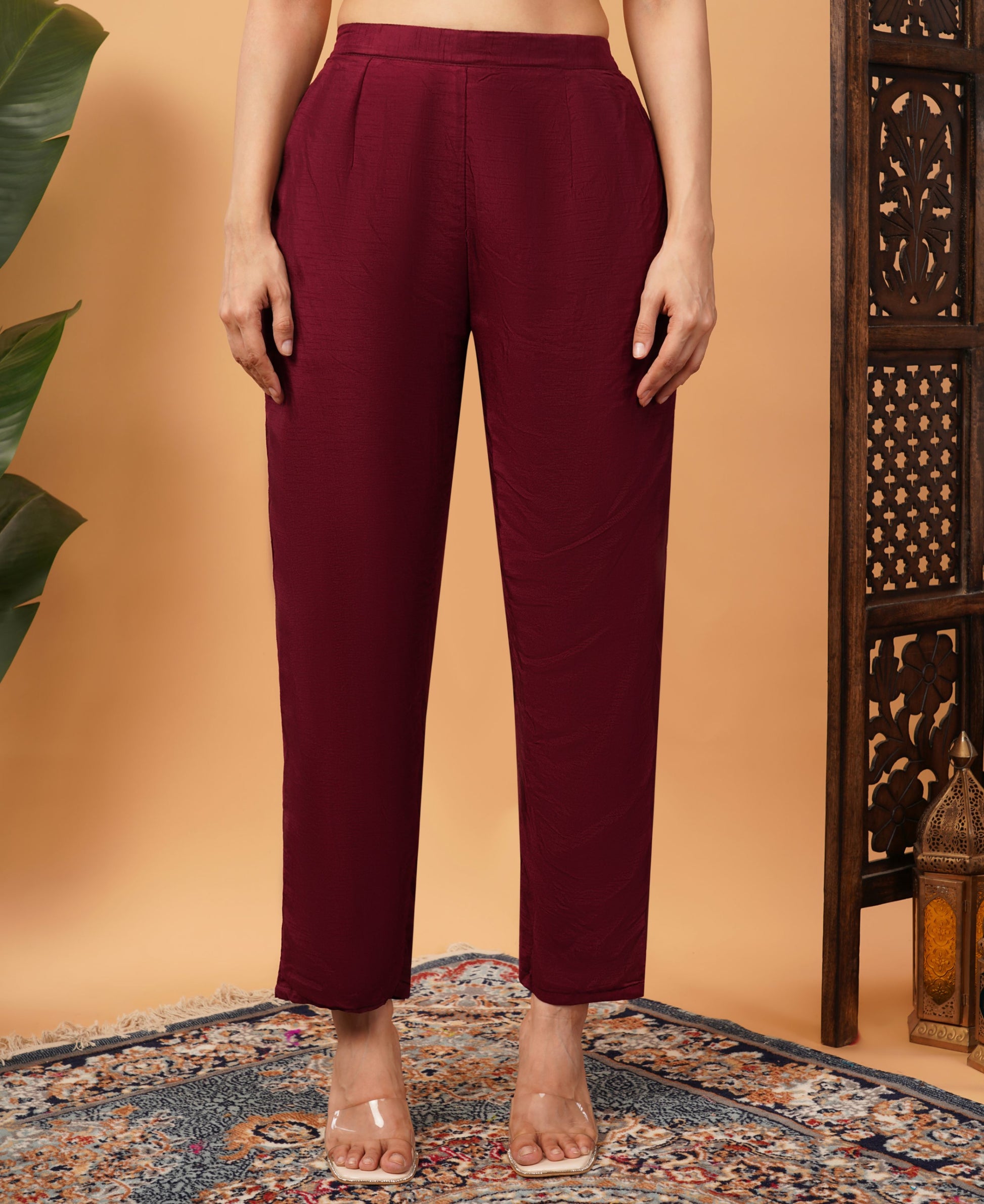 Wine Designer Embroidered Ethnic Kurta Set with Pant & Dupatta - Prisachi Official