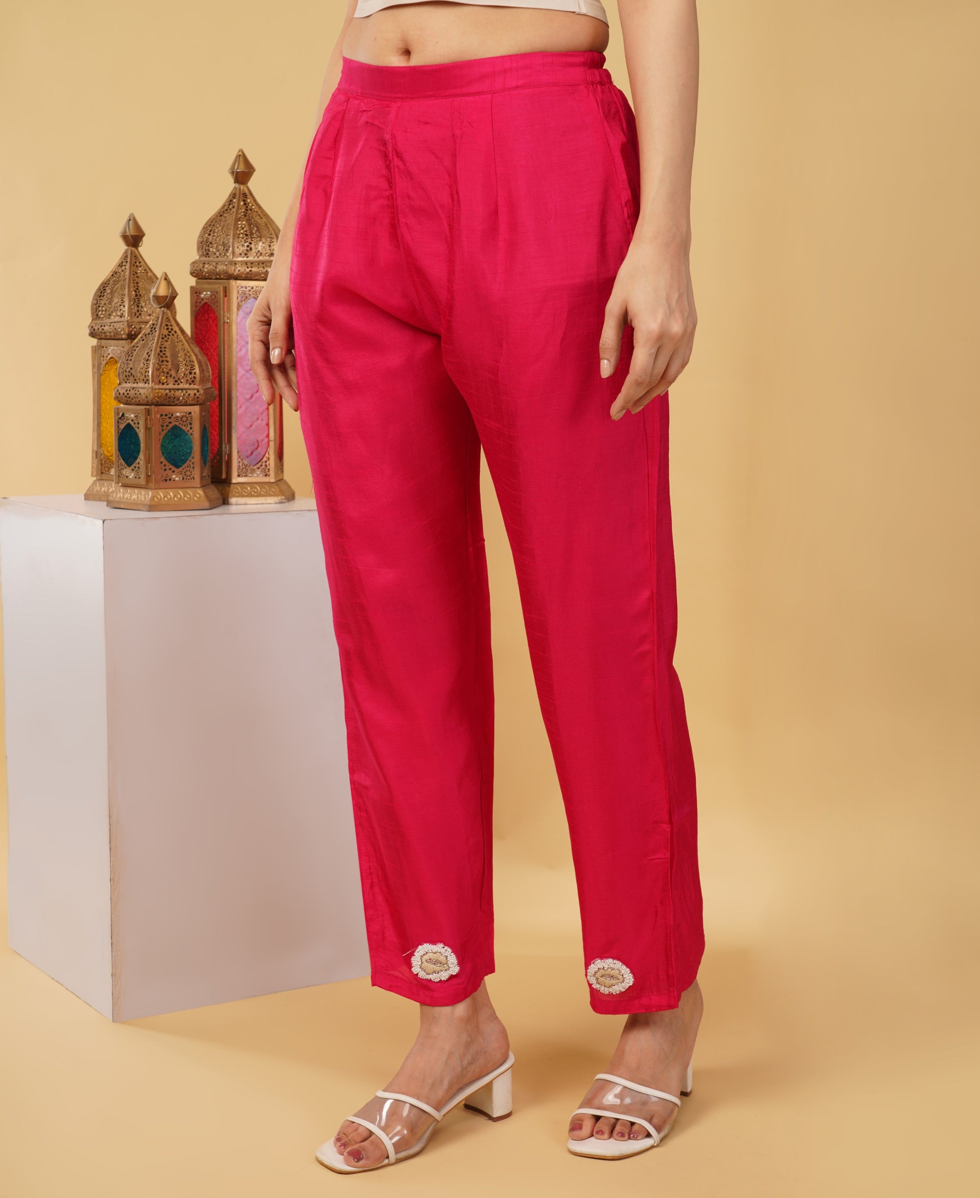 Pink Designer Ethnic Embroidered Kurta Set with Dupatta & Pants - Prisachi Official