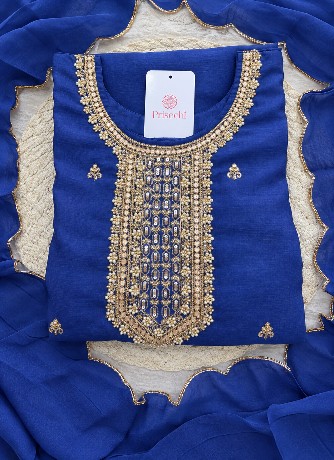 Zardozi Embroidered Kurta Set with Dupatta & Pants | Festive & Ethnic Wear