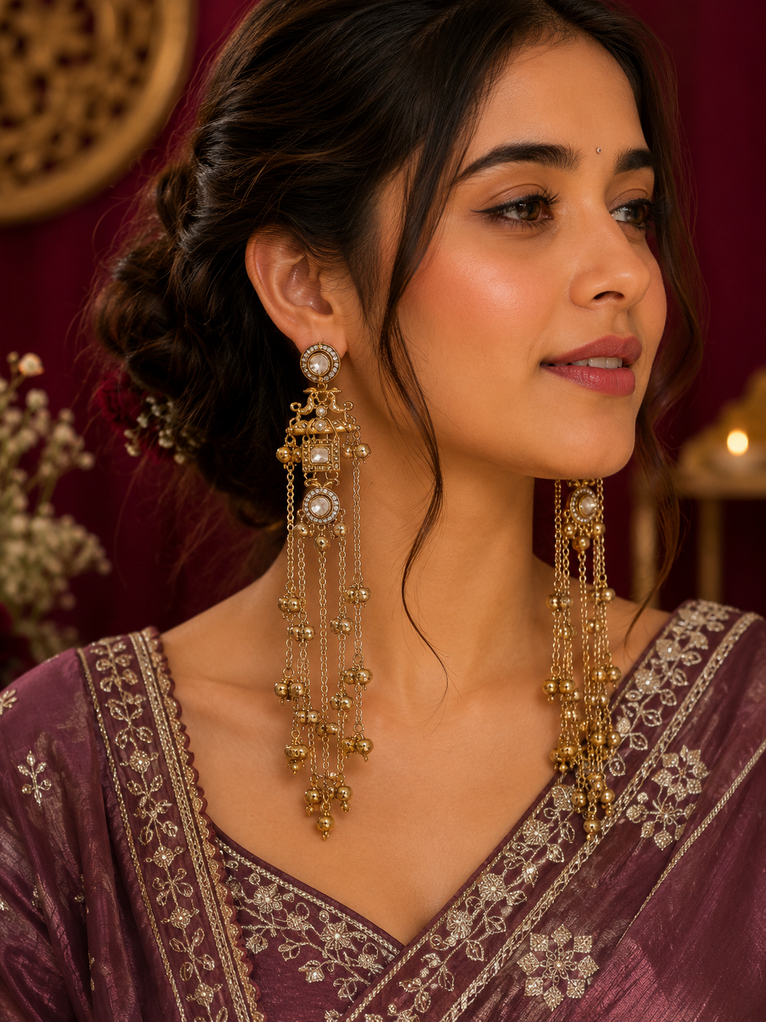 Designer Gold-Plated Kashmiri Jhumka Earrings for women