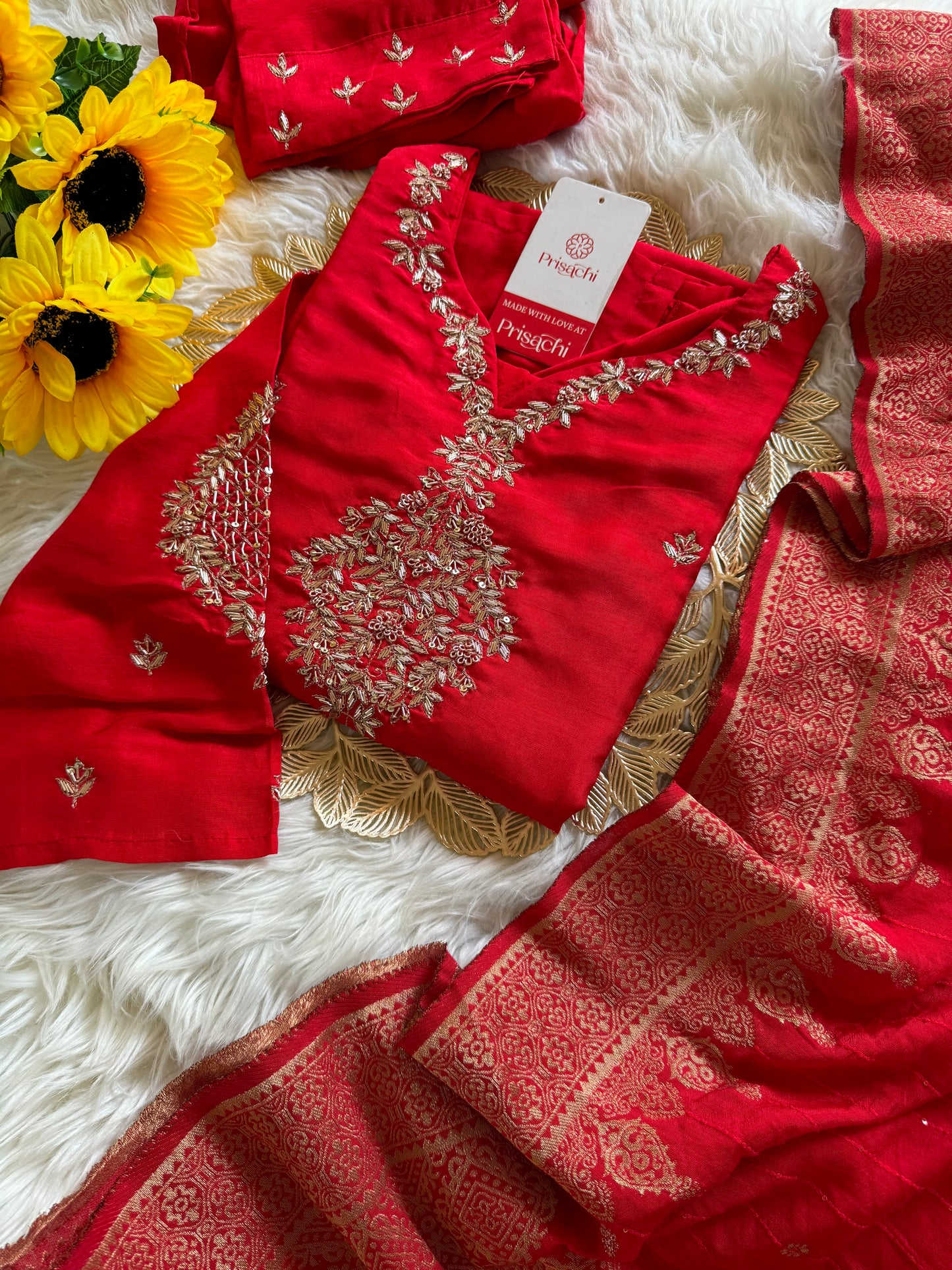 Blue Designer Kurti set with Banarasi Duptta