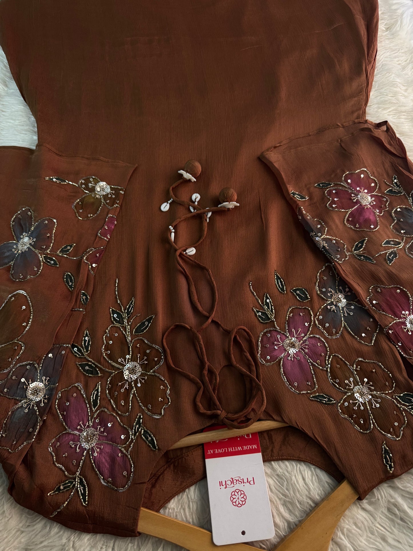 Green hand embroidered A Line kurta pant with dupatta