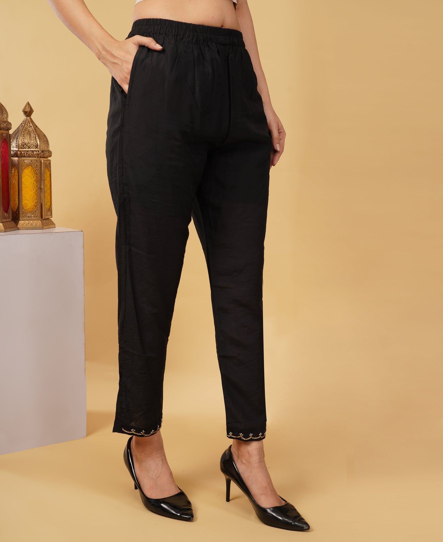 Prisachi Black Embroidered kurta bottom with dupatta with Zardosi work - Prisachi Official