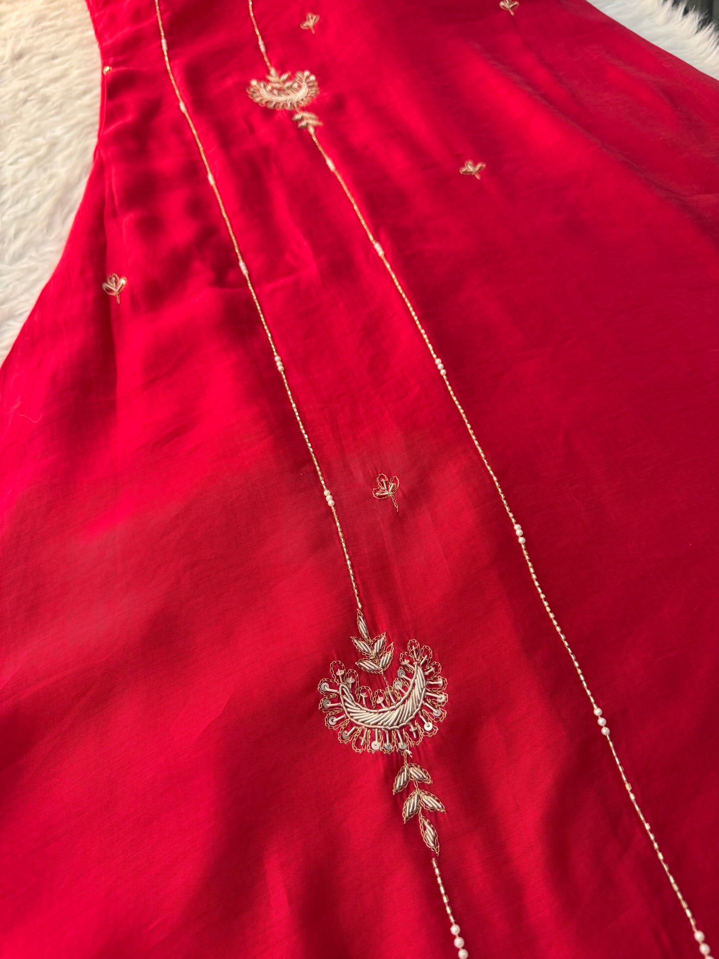 Pink Embroidered A-Line kurta set with dupatta and Pant - Prisachi Official