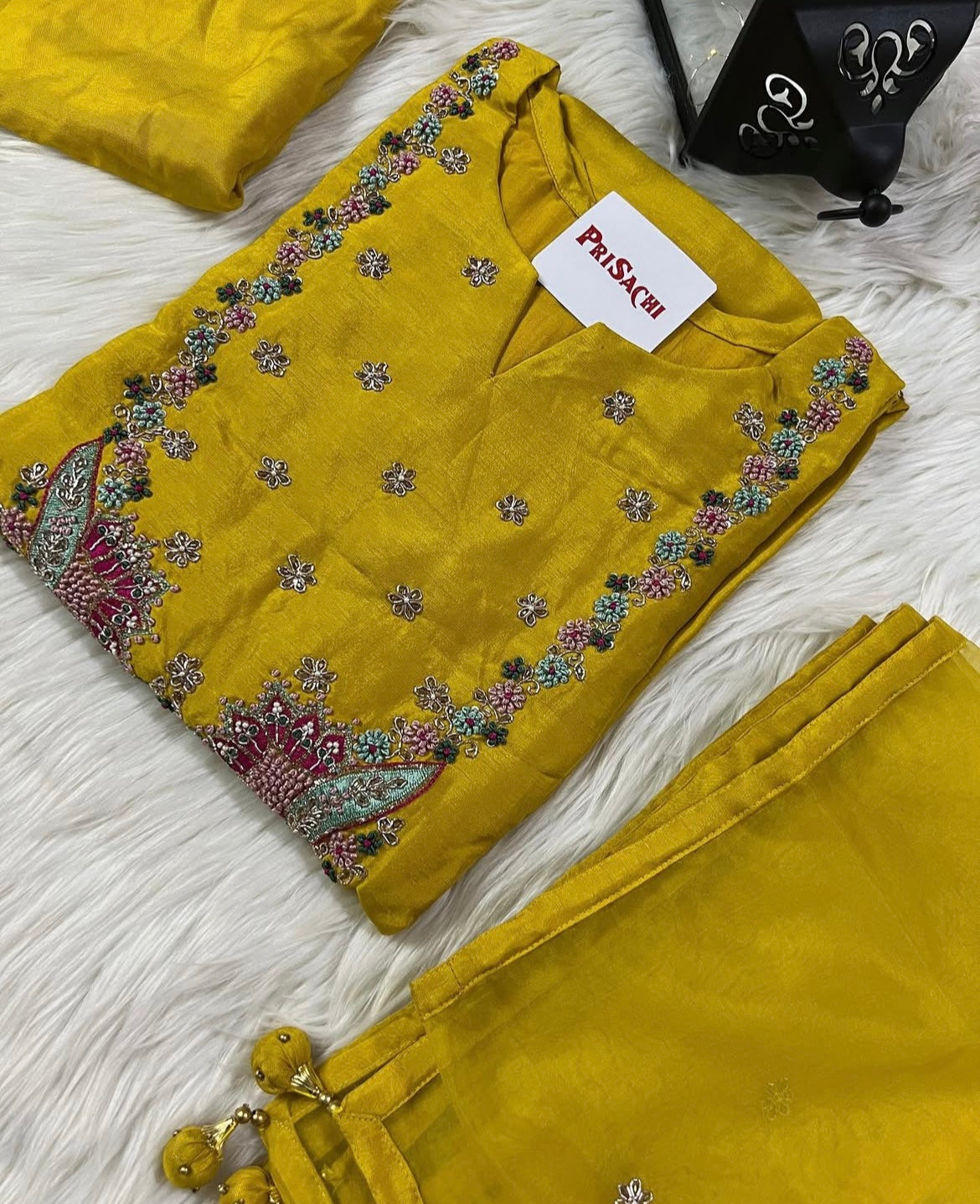 Wine embroidered chanderi silk kurta set with dupatta