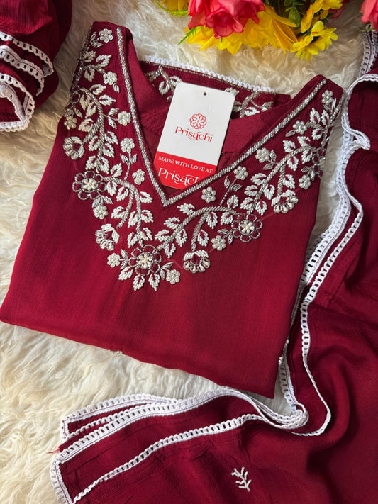 Embroidered kurti sharara set  with dupatta
