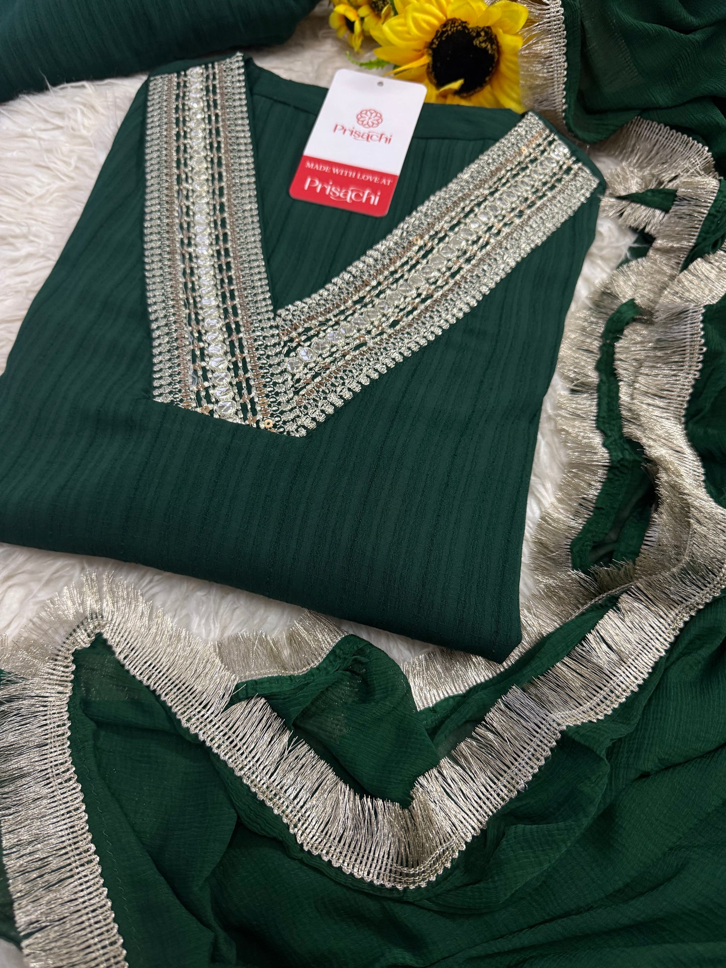 Green  kurta bottom with dupatta