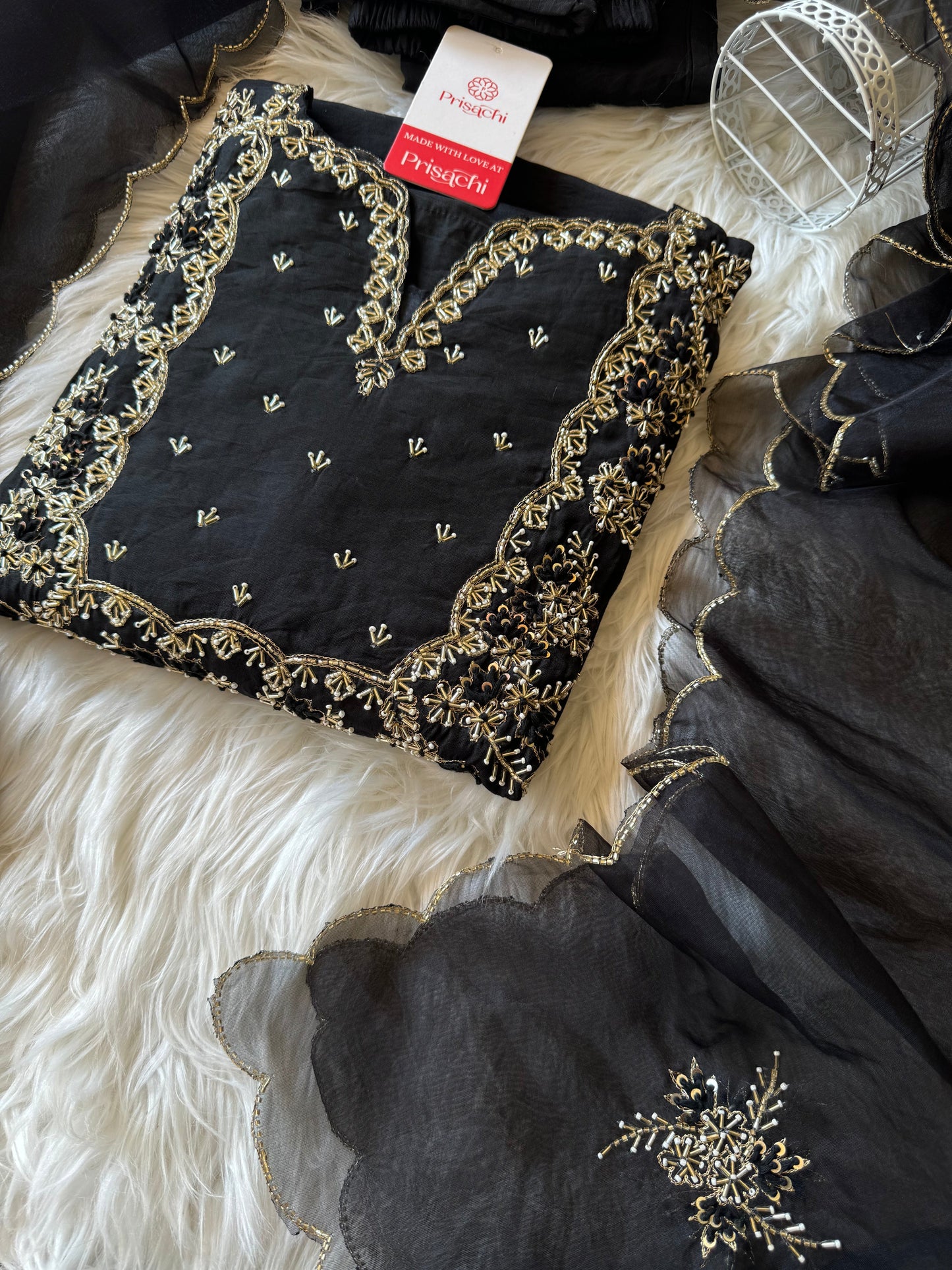 Purple Embroidered kurta Pant  with dupatta with Zardosi work - Prisachi Official