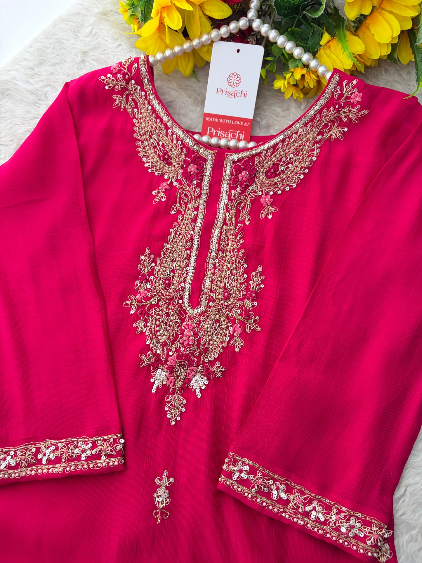 Pink Embroidered Ethnic Kurta Set for Women with Pants & Dupatta | Festive Traditional Wear