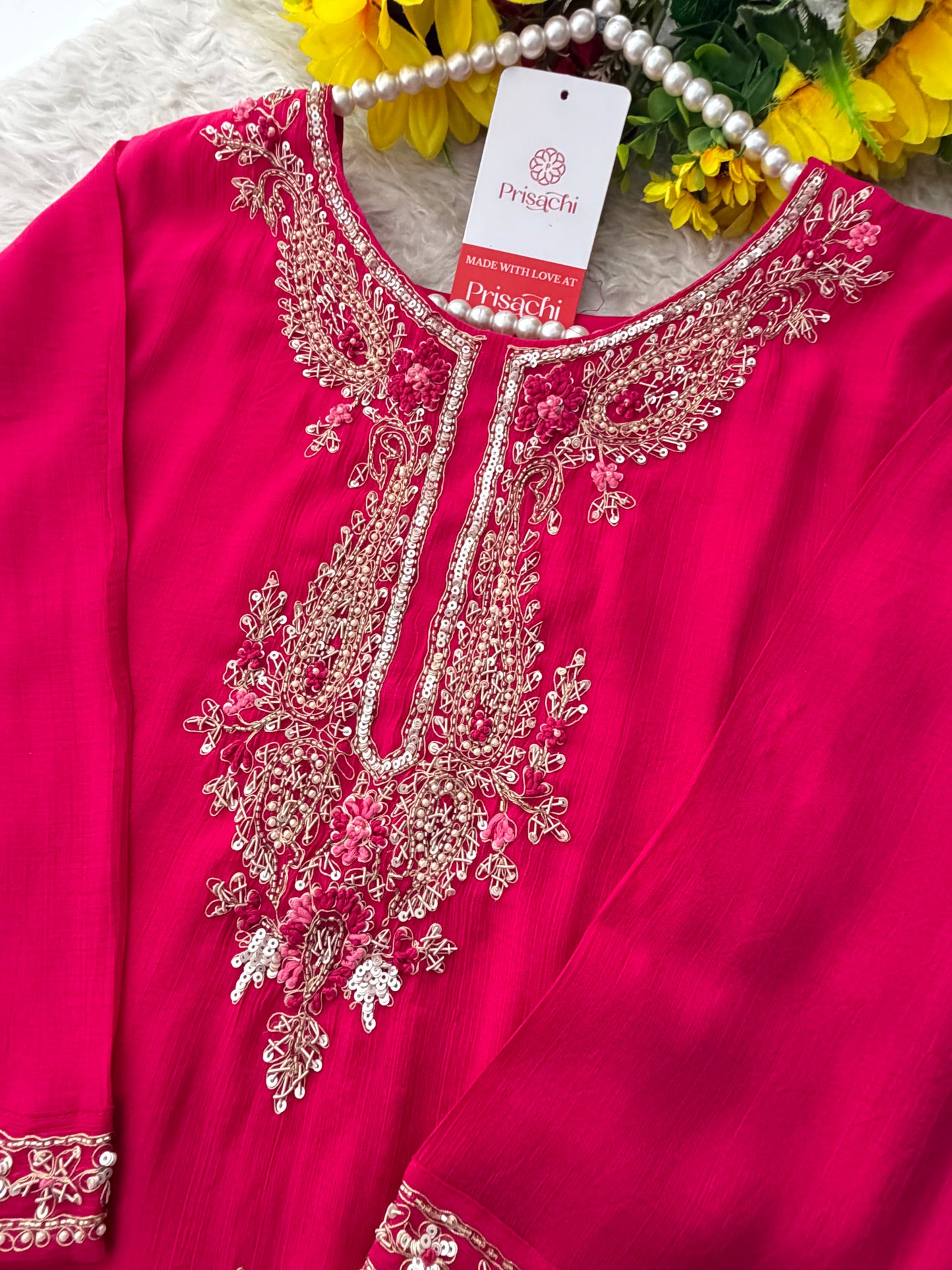 Pink Embroidered Ethnic Kurta Set for Women with Pants & Dupatta | Festive Traditional Wear