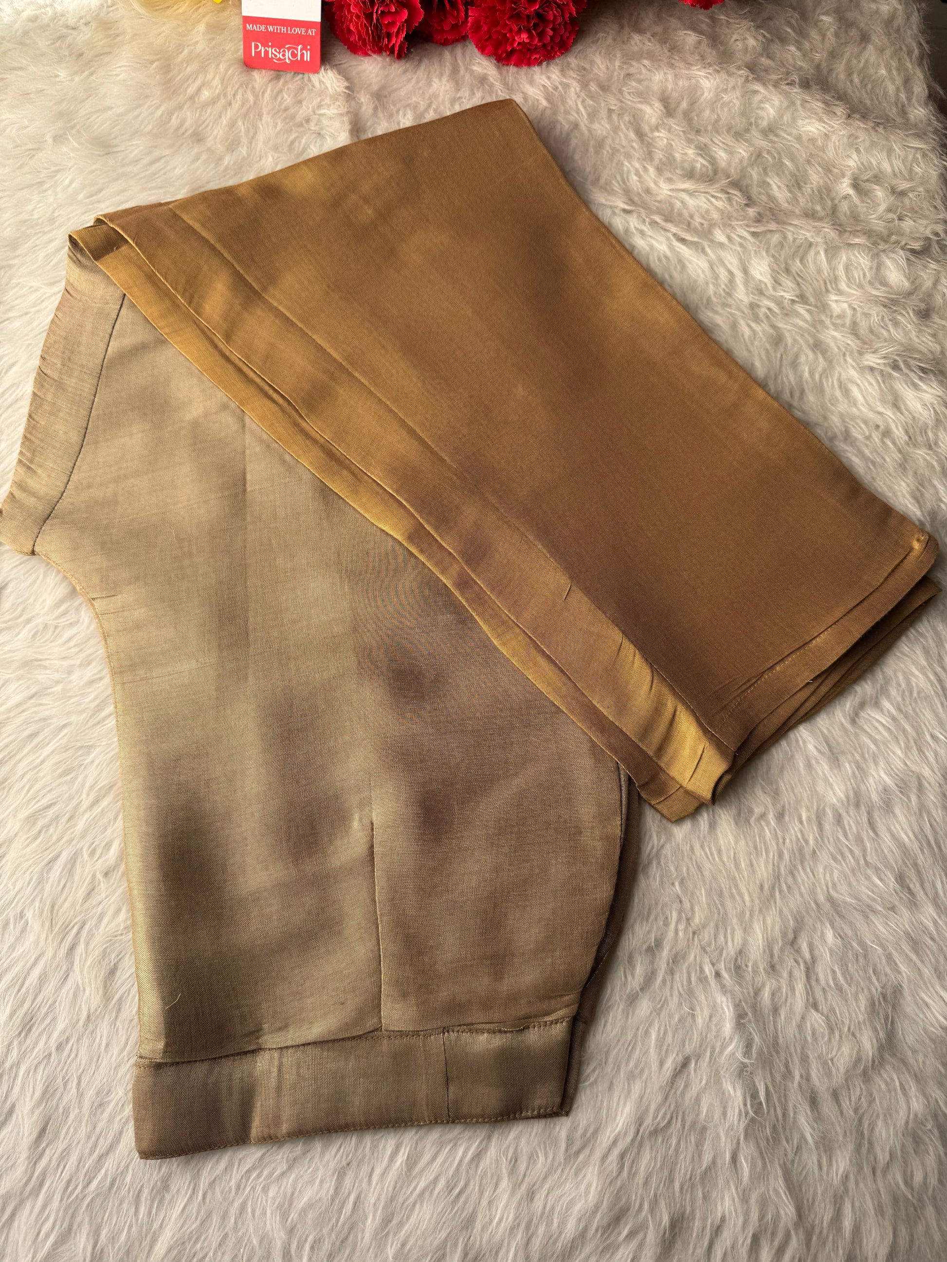 Designer Dual Tone Beige Gold & Metallic Gold Kurta Set with Embroidery, Pants & Dupatta - Prisachi Official