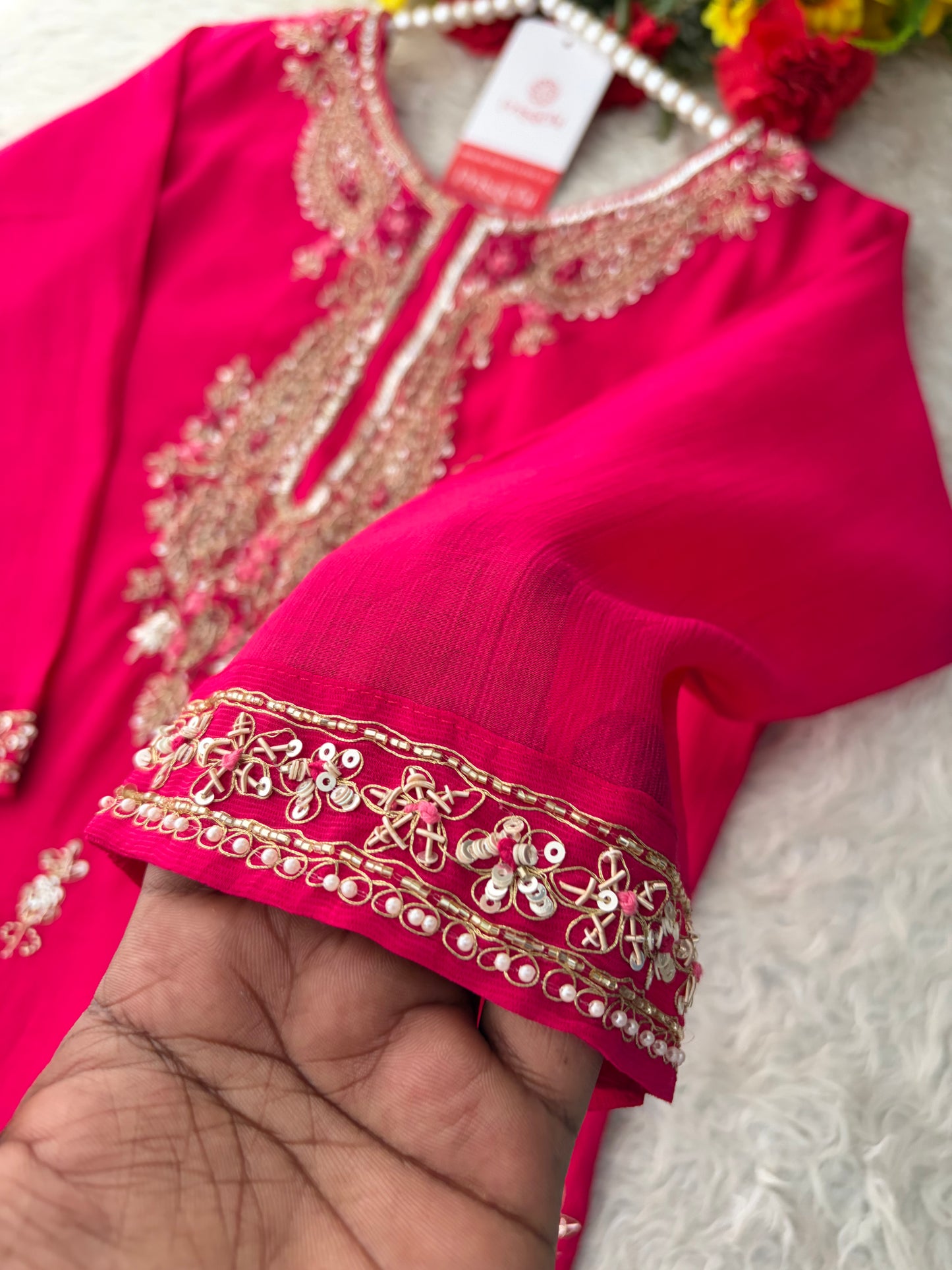 Pink Embroidered Ethnic Kurta Set for Women with Pants & Dupatta | Festive Traditional Wear