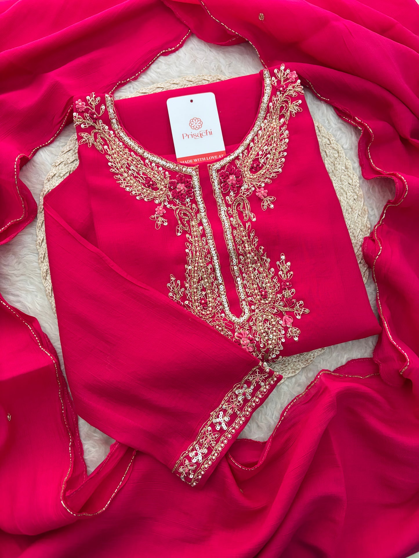 Pink Embroidered Ethnic Kurta Set for Women with Pants & Dupatta | Festive Traditional Wear