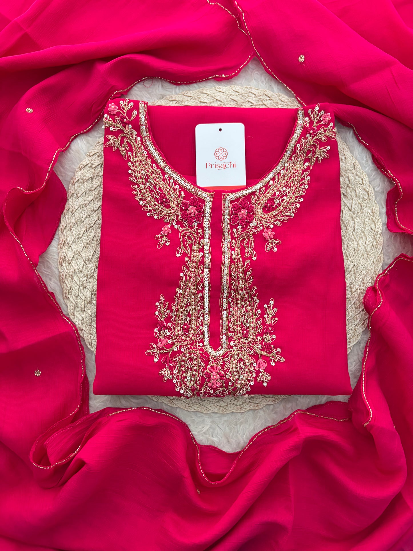 Pink Embroidered Ethnic Kurta Set for Women with Pants & Dupatta | Festive Traditional Wear