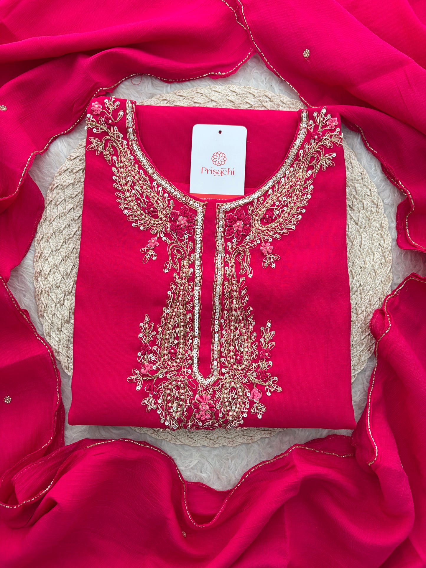 Pink Embroidered Ethnic Kurta Set for Women with Pants & Dupatta | Festive Traditional Wear