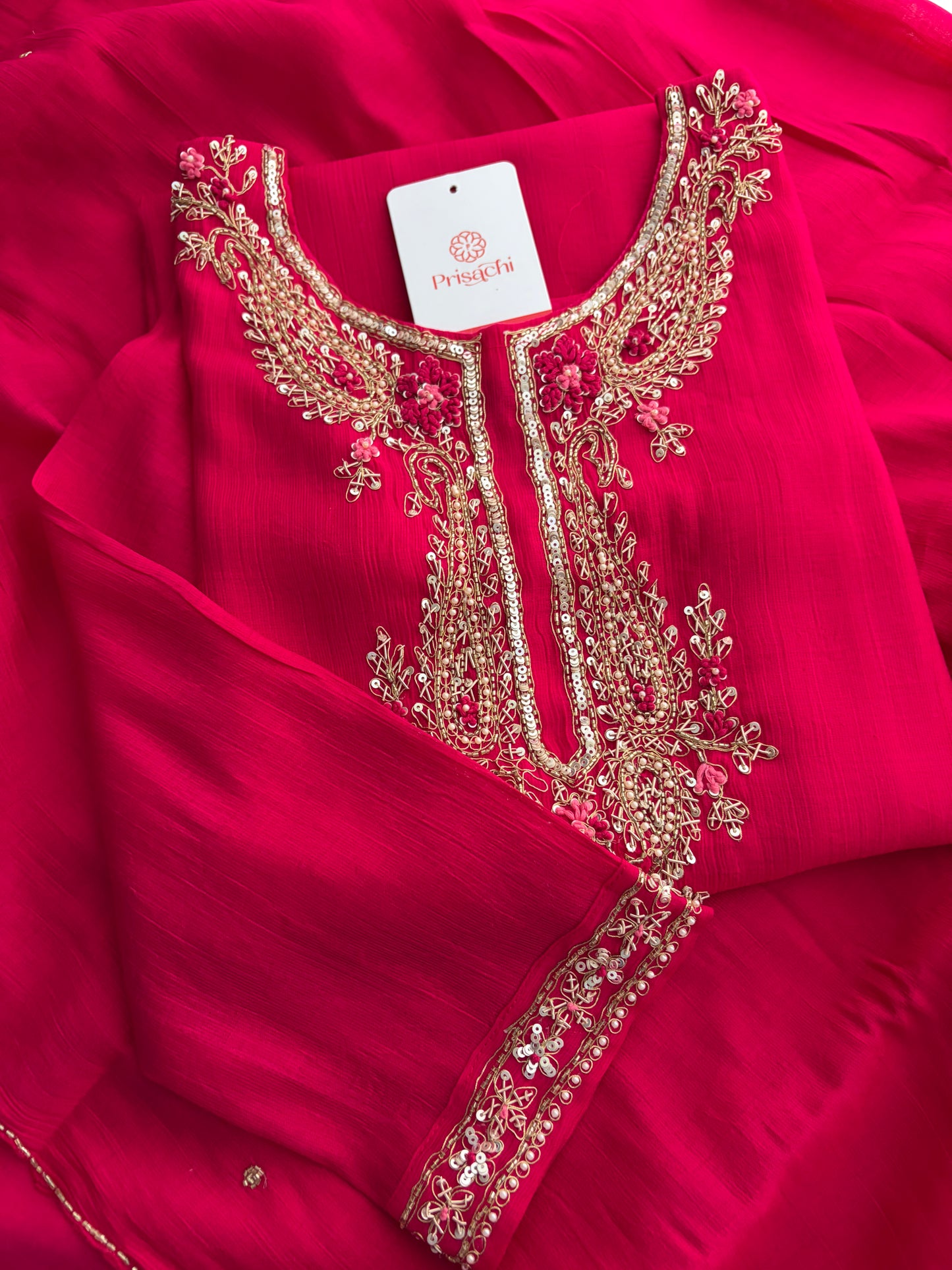 Pink Embroidered Ethnic Kurta Set for Women with Pants & Dupatta | Festive Traditional Wear