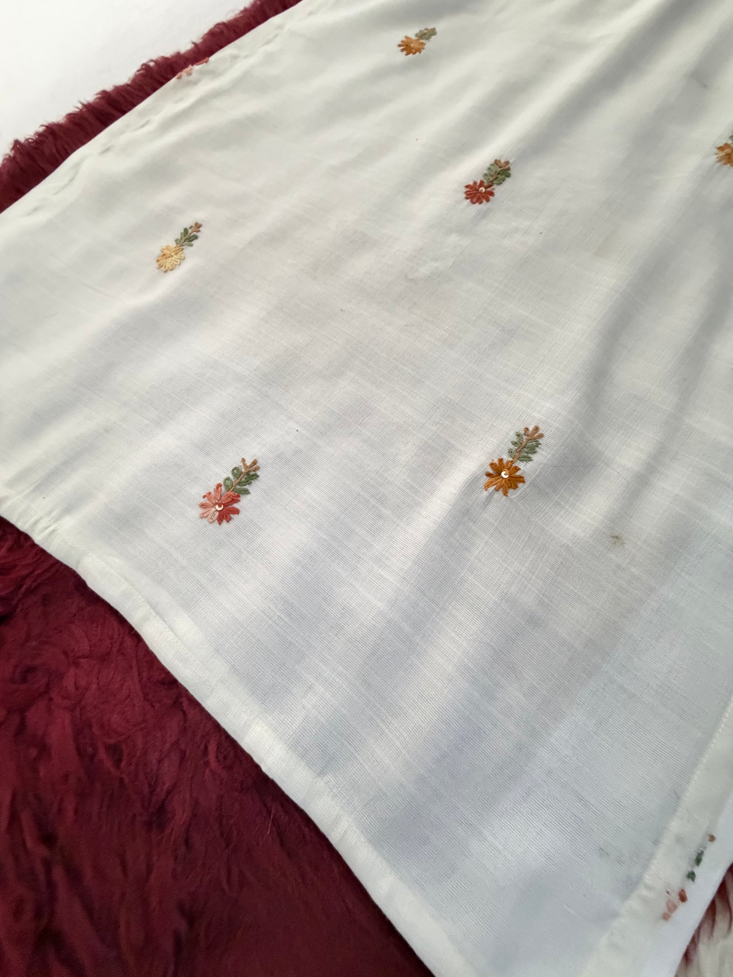 White Embroidered Ethnic Kurta With Pants | Office and Daily Wear Co-Ord Set
