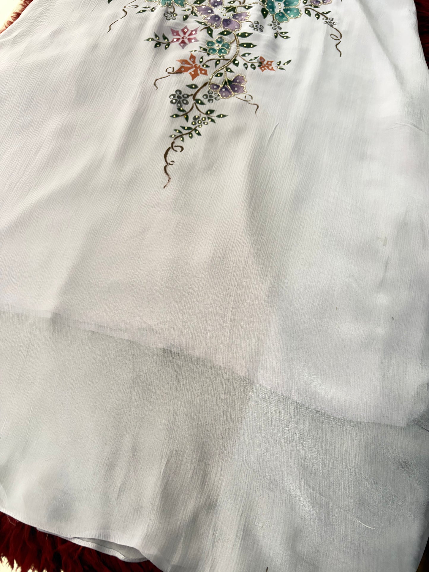 Lavender Embroidered A-Line Ethnic Kurta Set with Dupatta & Pants