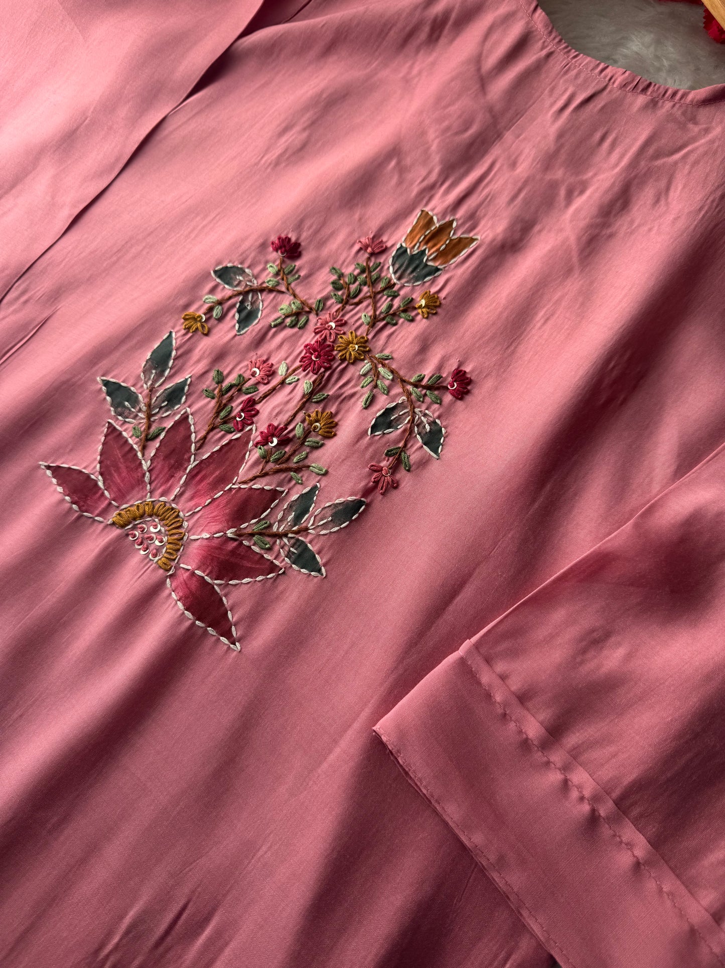 Pink Thread Embroidered Floral Printed Designer Ethnic Kurta Set with Pants & Dupatta - Prisachi Official