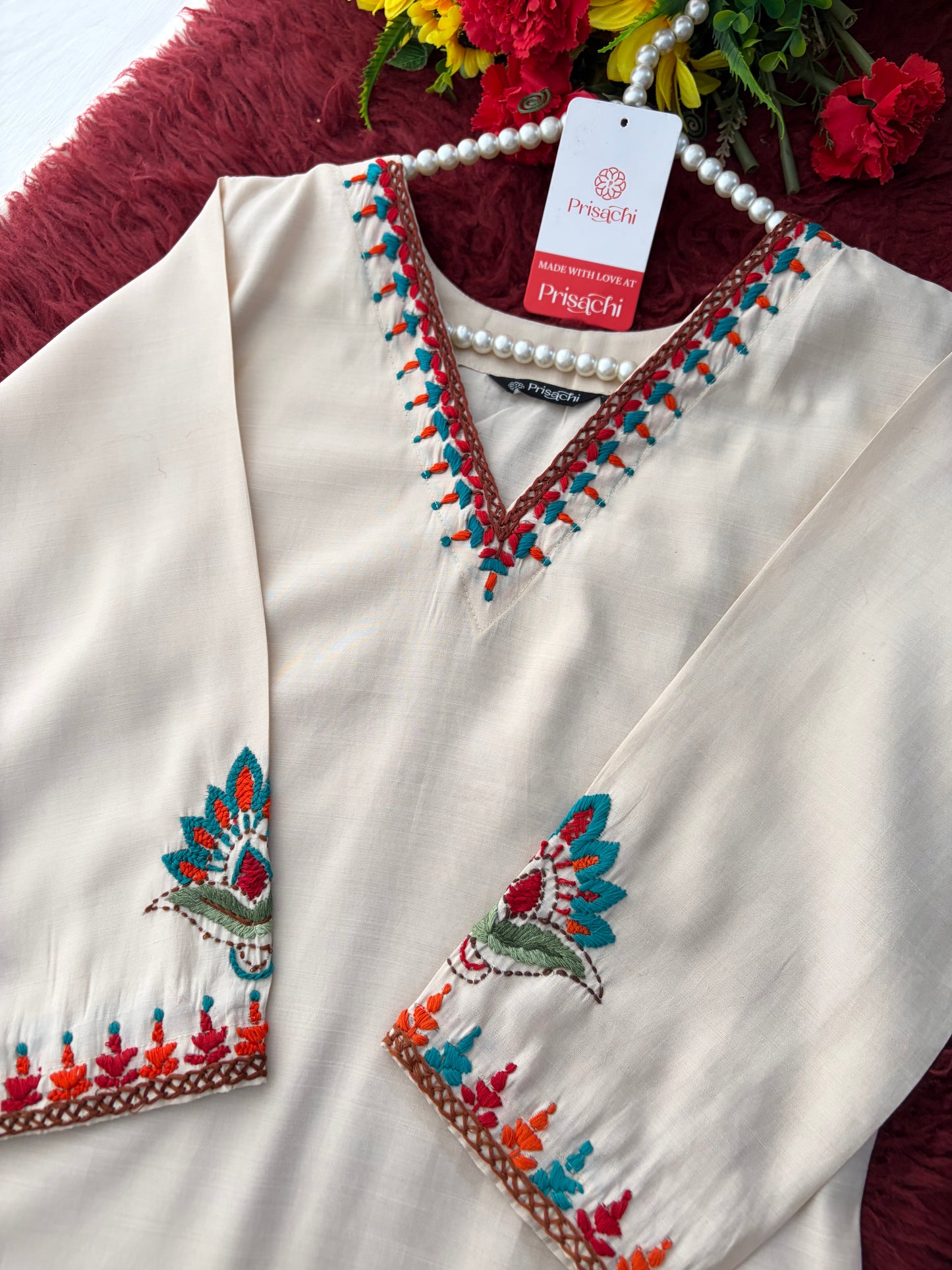Women Thread Embroidered Kurti with Palazzo Pant Co-Ord Set | Ethnic Office & Daily Wear