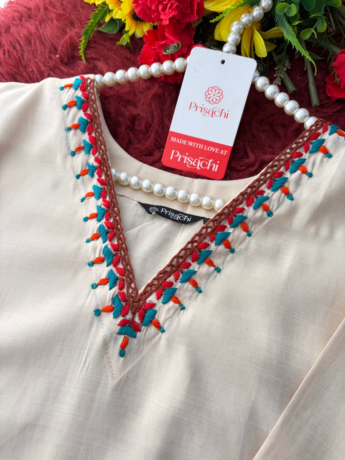 Women Thread Embroidered Kurti with Palazzo Pant Co-Ord Set | Ethnic Office & Daily Wear