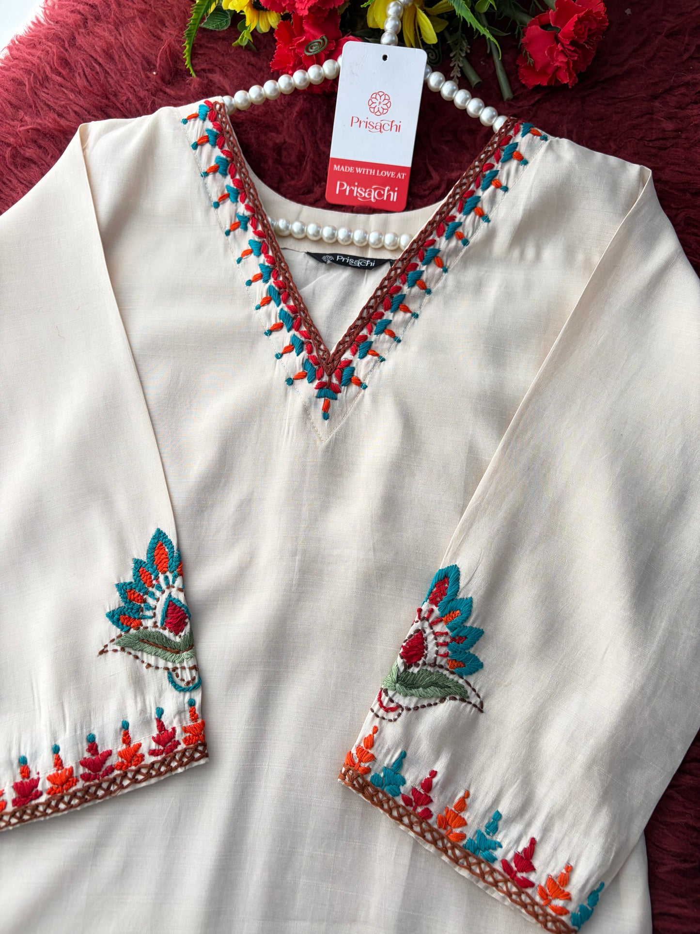 Women Thread Embroidered Kurti with Palazzo Pant Co-Ord Set | Ethnic Office & Daily Wear