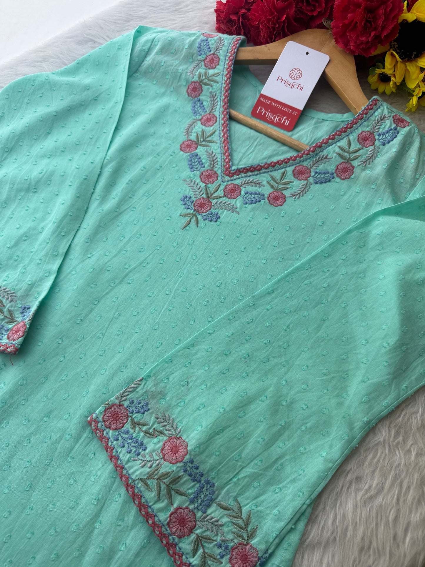 Designer Short Straight Kurti for Women | Thread Embroidered Kurta | Office, Casual & Daily Wear - Prisachi Official