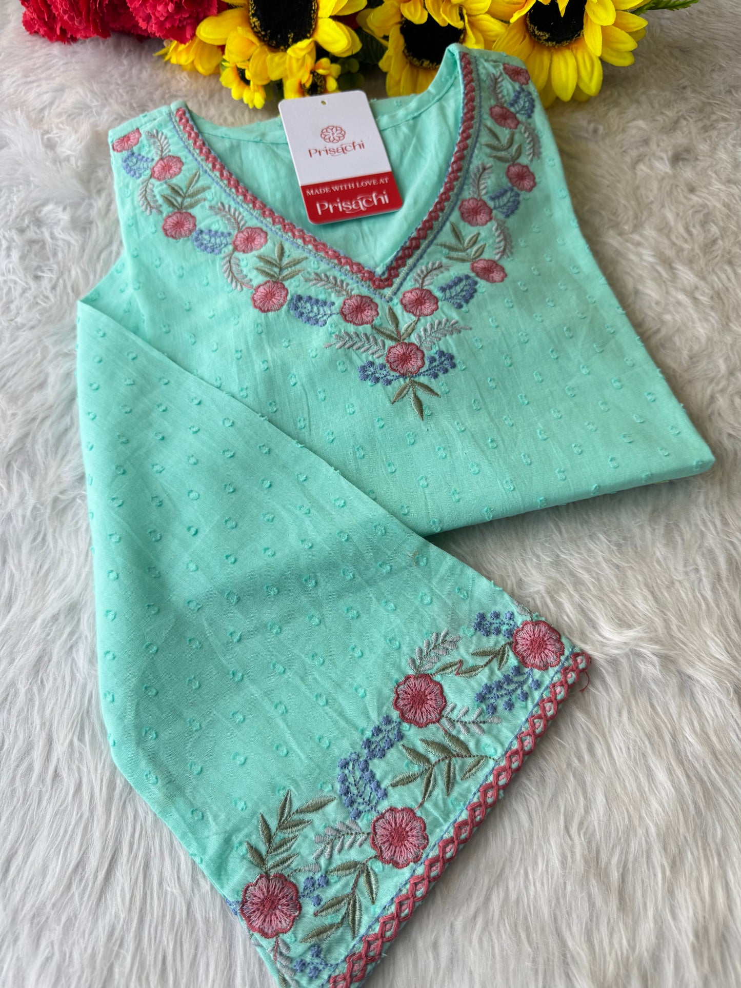 Designer Short Straight Kurti for Women | Thread Embroidered Kurta | Office, Casual & Daily Wear - Prisachi Official
