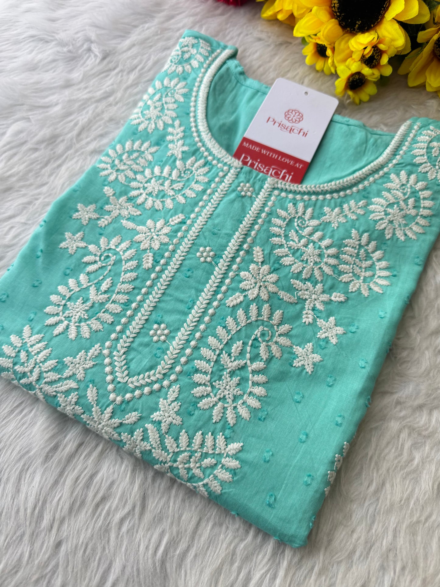 Designer Short Straight Kurti for Women | Thread Embroidered Kurta | Office, Casual & Daily Wear - Prisachi Official