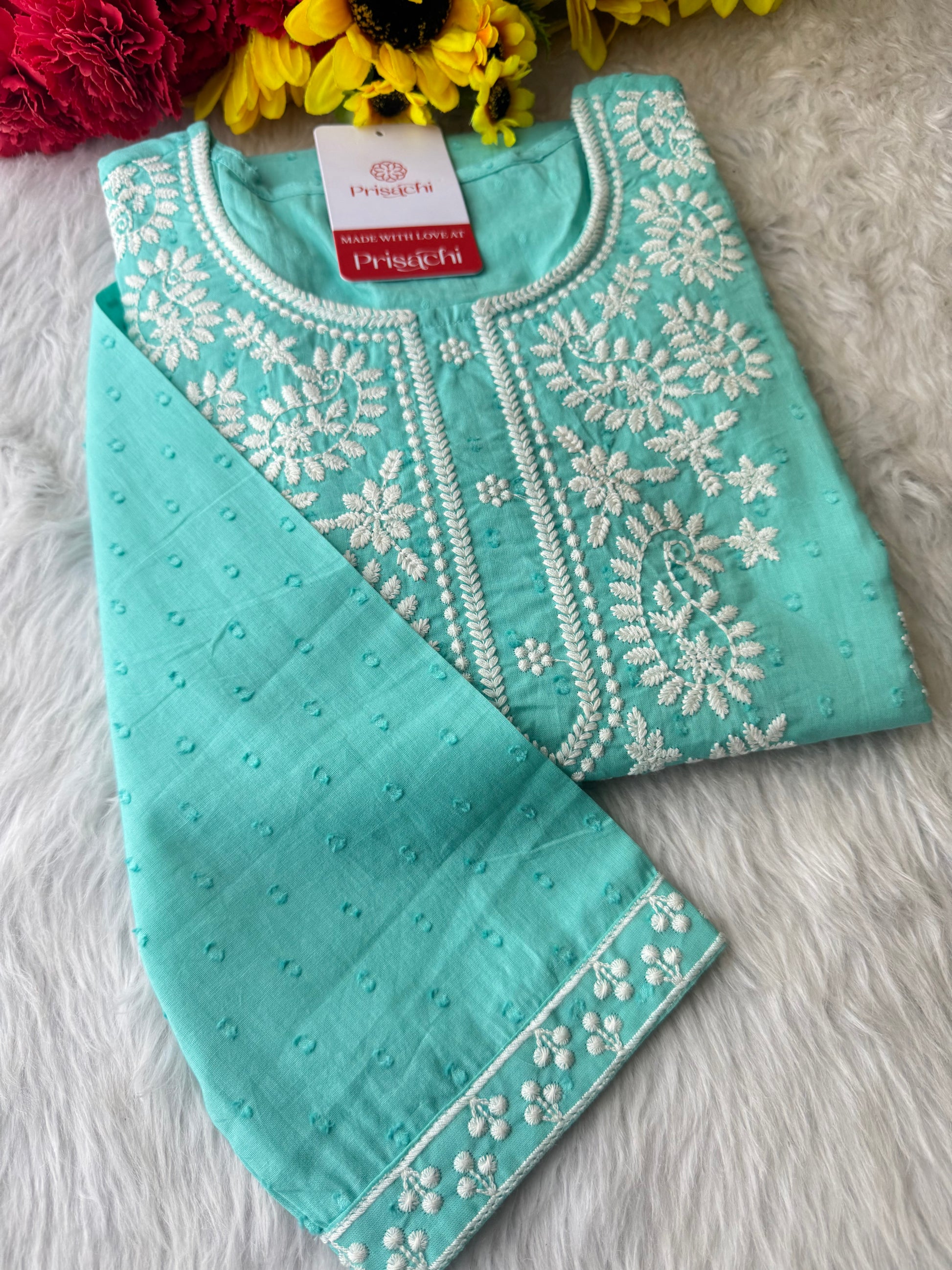 Designer Short Straight Kurti for Women | Thread Embroidered Kurta | Office, Casual & Daily Wear - Prisachi Official
