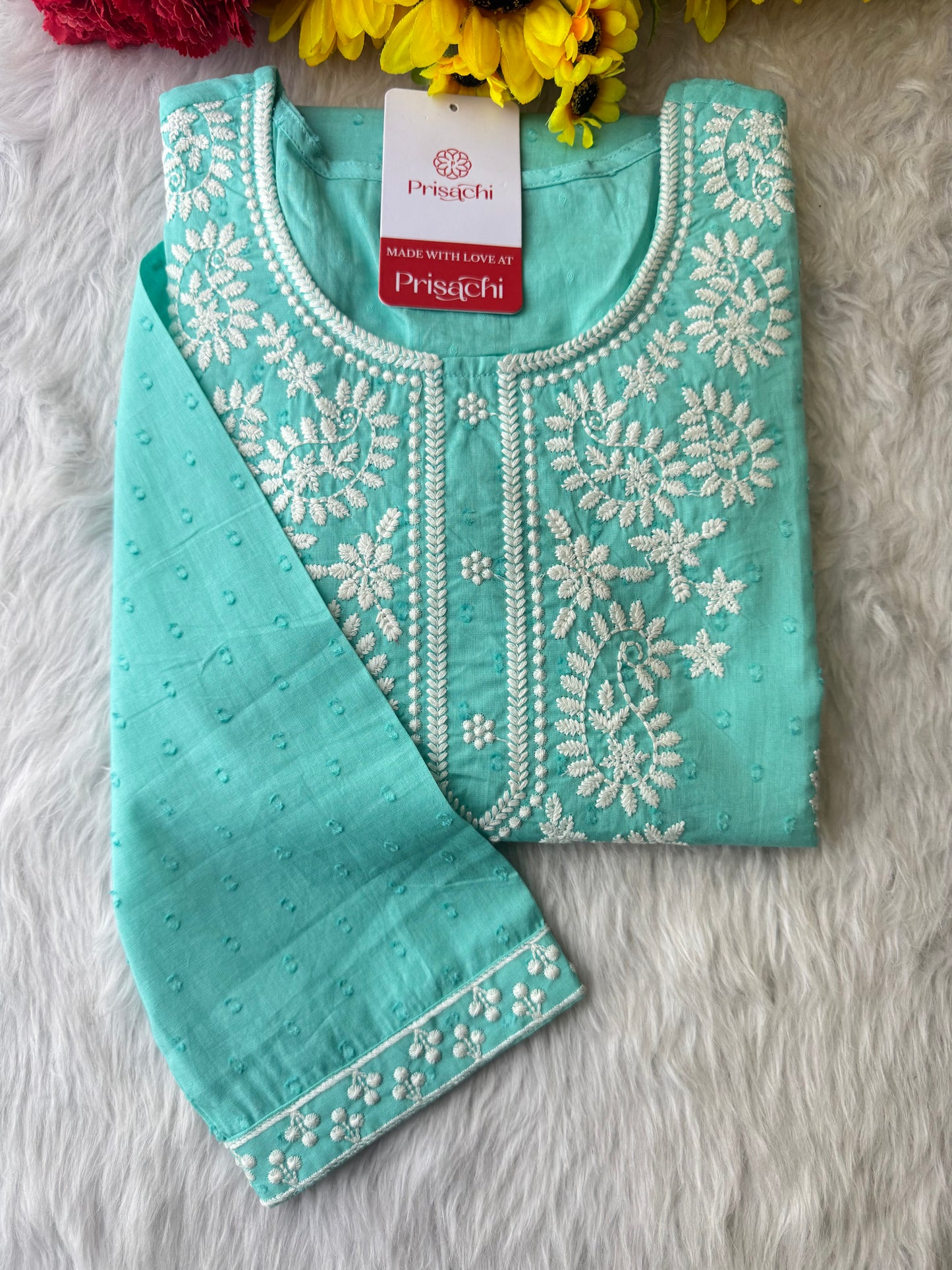 Designer Short Straight Kurti for Women | Thread Embroidered Kurta | Office, Casual & Daily Wear - Prisachi Official