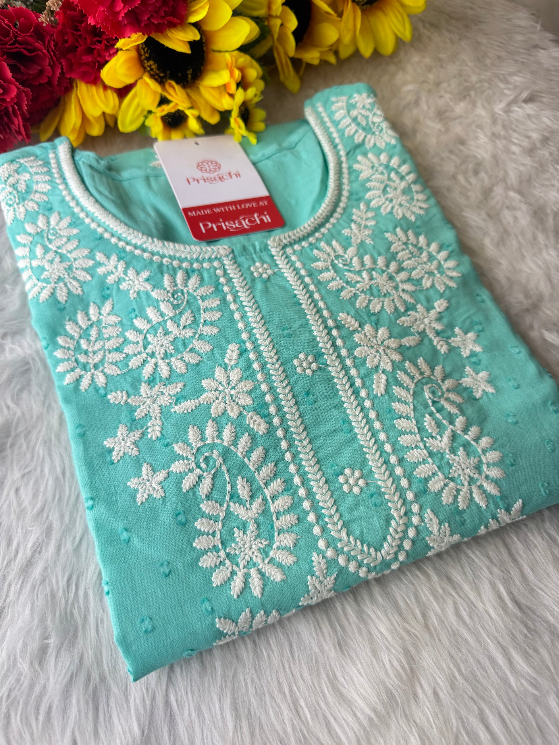Designer Short Straight Kurti for Women | Thread Embroidered Kurta | Office, Casual & Daily Wear - Prisachi Official