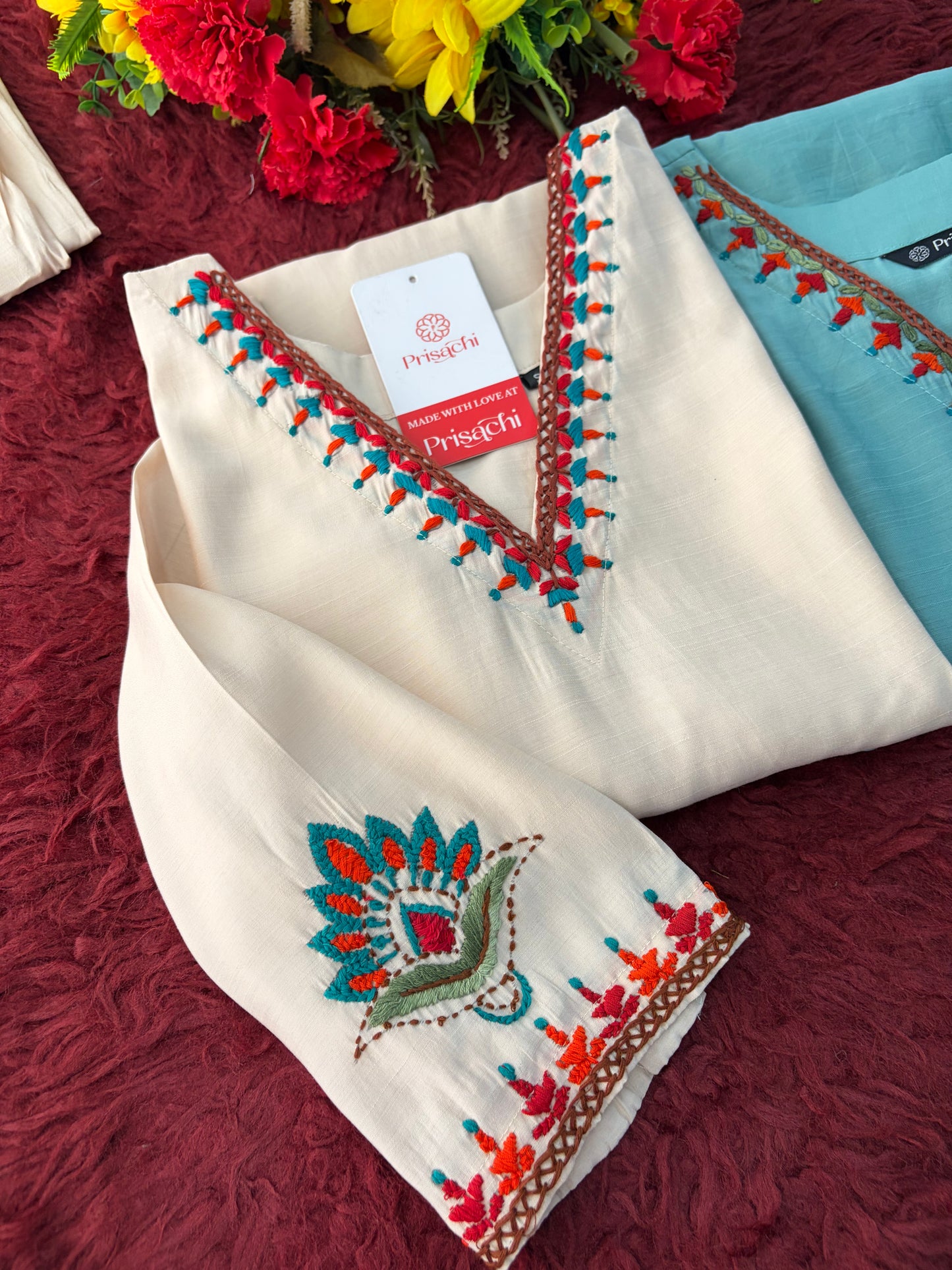 Women Thread Embroidered Kurti with Palazzo Pant Co-Ord Set | Ethnic Office & Daily Wear