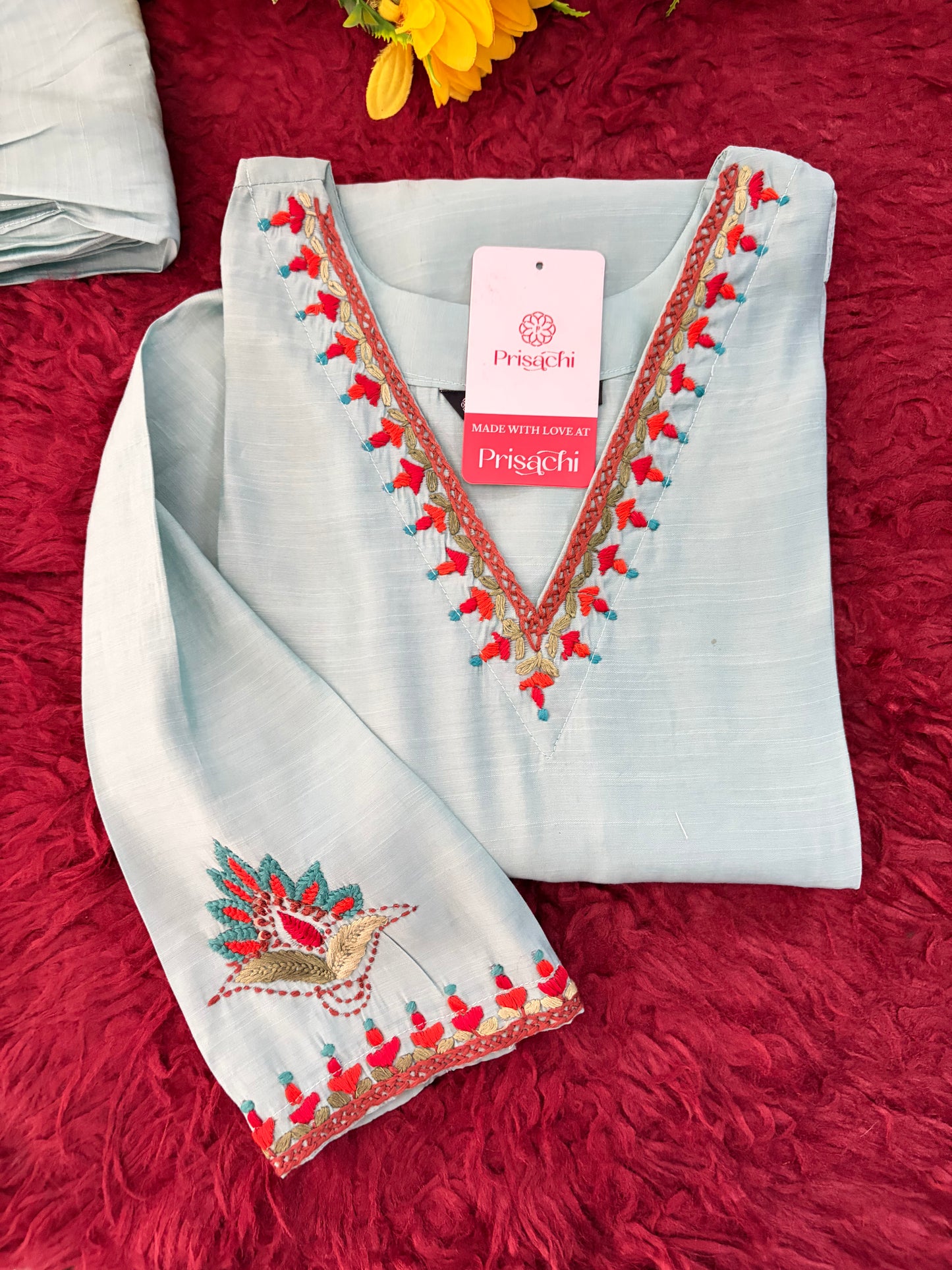 Women Thread Embroidered Kurti with Palazzo Pant Co-Ord Set | Ethnic Office & Daily Wear