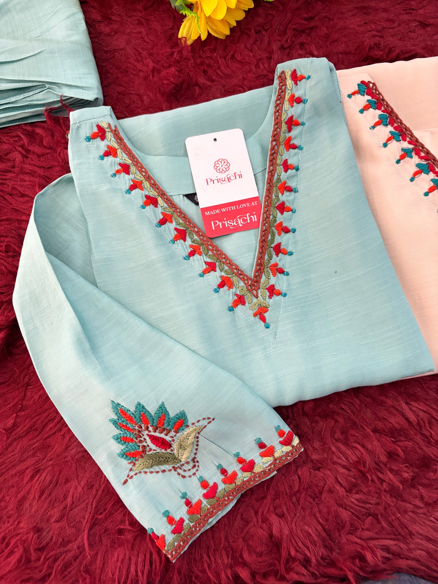 Women Thread Embroidered Kurti with Palazzo Pant Co-Ord Set | Ethnic Office & Daily Wear