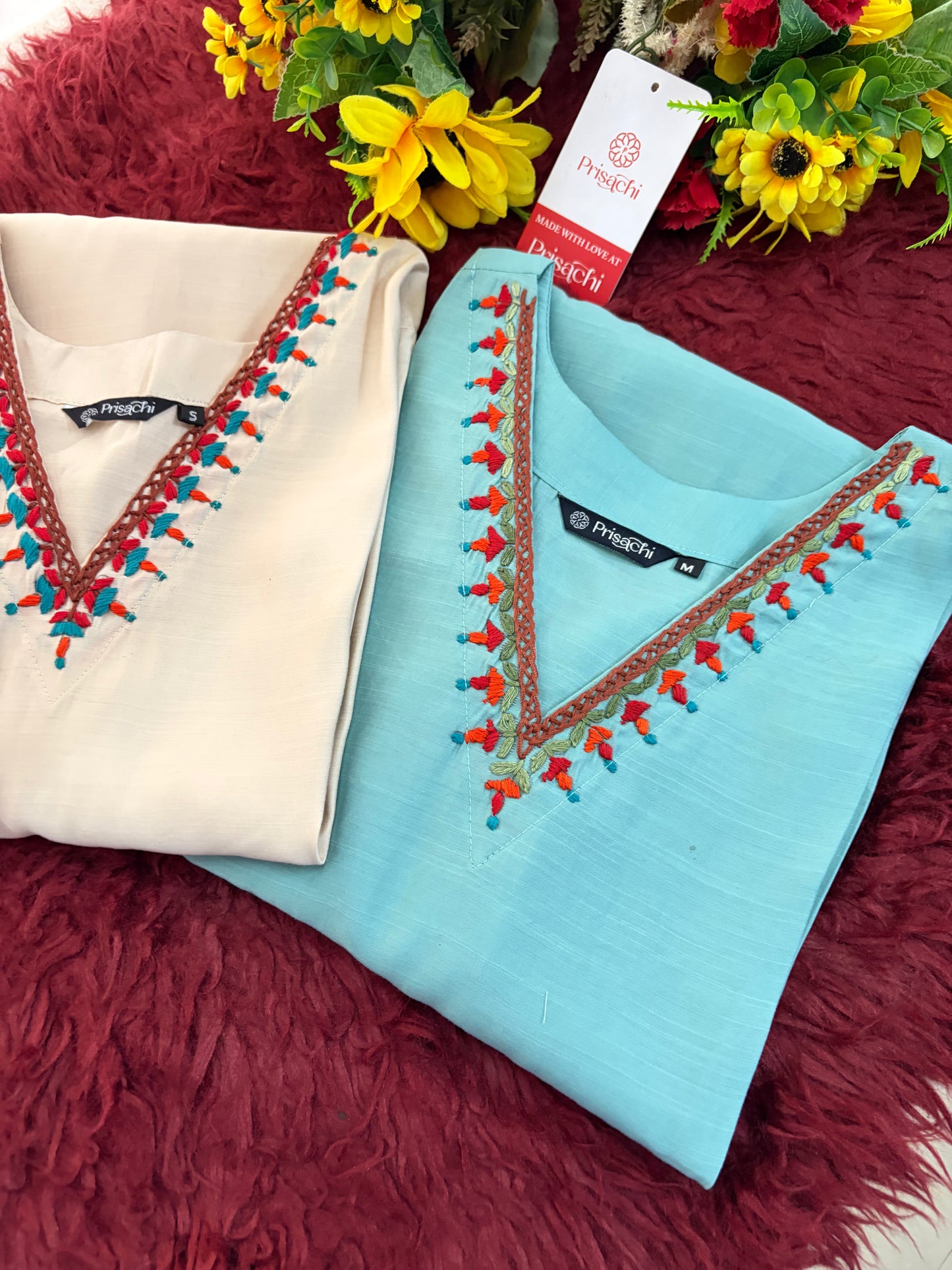 Women Thread Embroidered Kurti with Palazzo Pant Co-Ord Set | Ethnic Office & Daily Wear