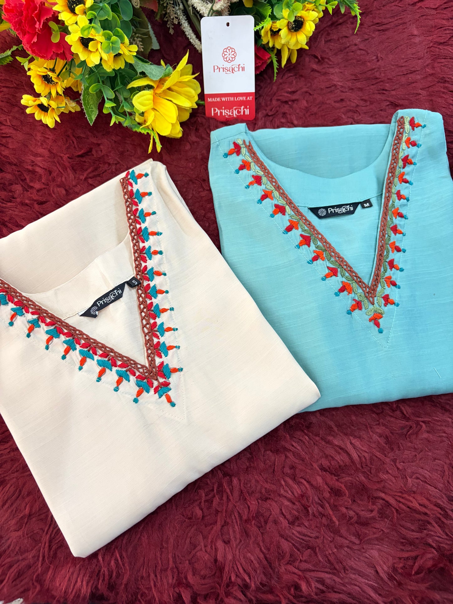 Women Thread Embroidered Kurti with Palazzo Pant Co-Ord Set | Ethnic Office & Daily Wear