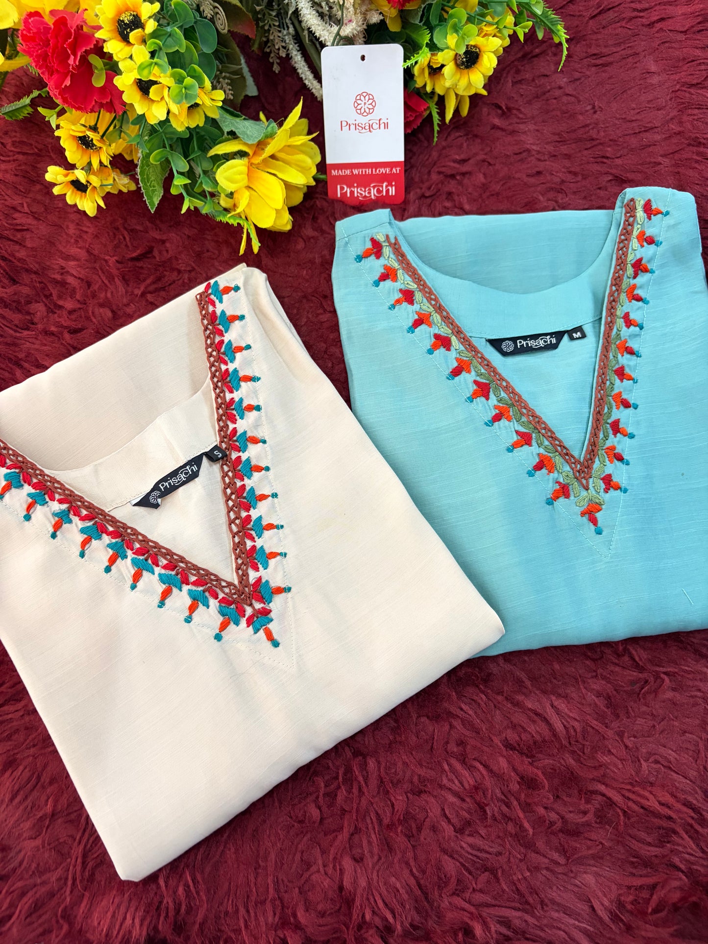 Women Thread Embroidered Kurti with Palazzo Pant Co-Ord Set | Ethnic Office & Daily Wear