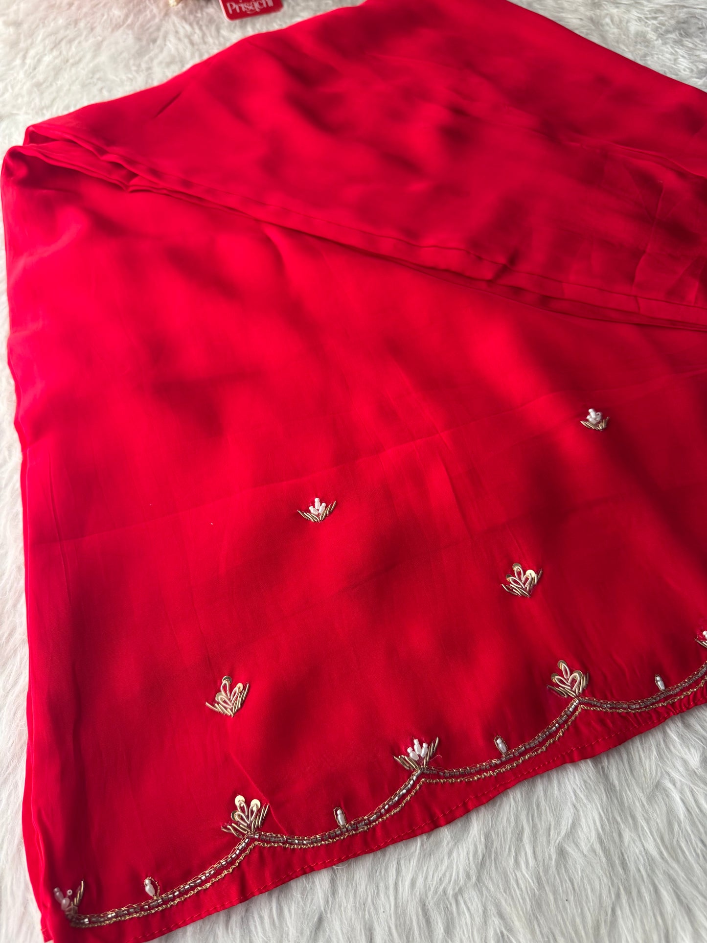 Women’s Red Embroidered Sharara Suit Set with Dupatta | Festive & Wedding Ethnic Wear - Prisachi Official