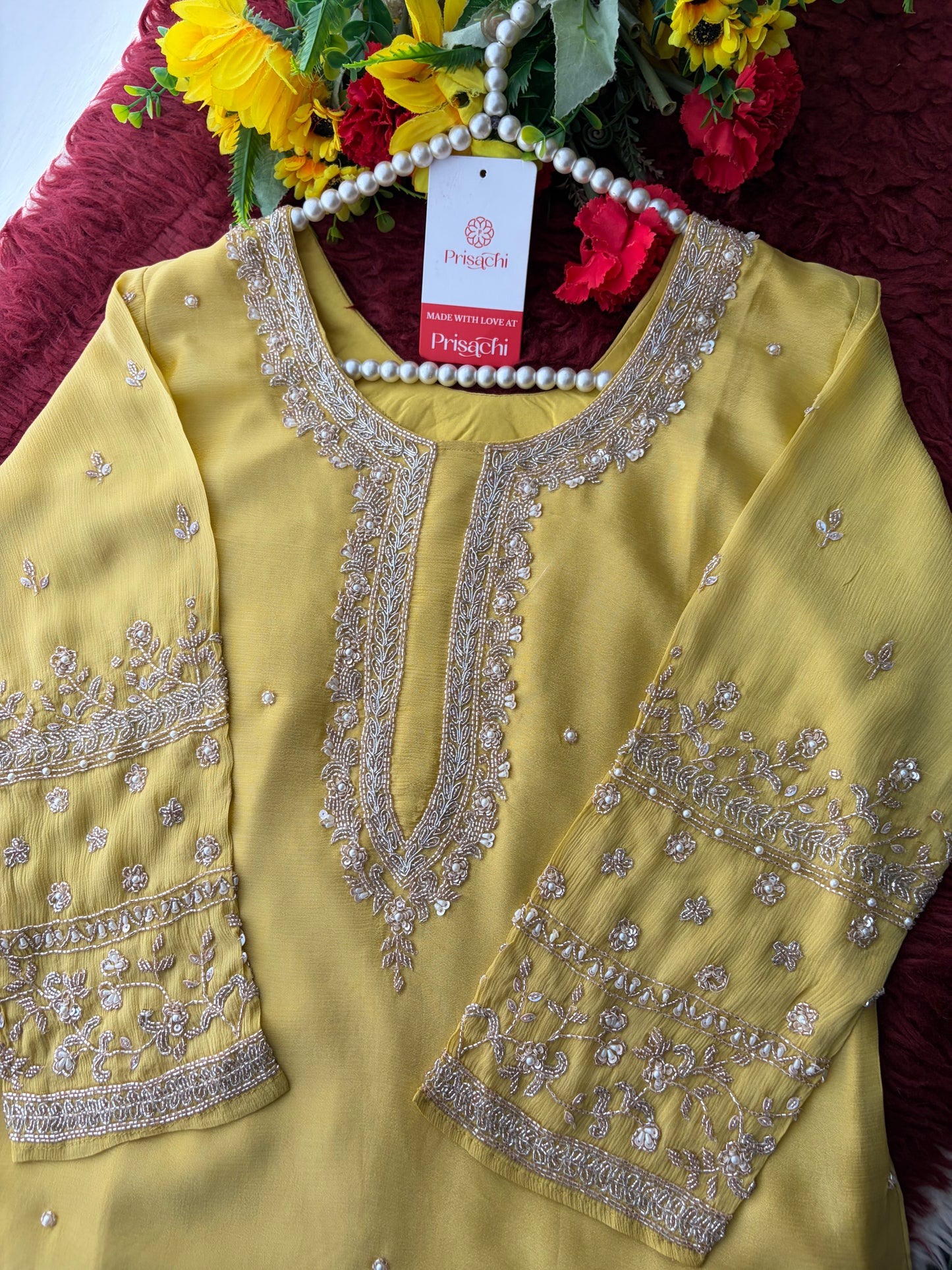 Yellow Embroidered Kurta Set with Palazzo Pants & Dupatta | Festive & Party Wear Ethnic Sharara Set