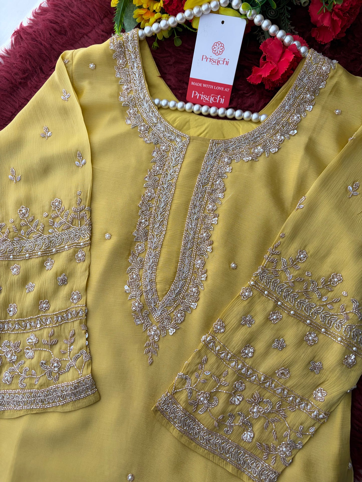 Yellow Embroidered Kurta Set with Palazzo Pants & Dupatta | Festive & Party Wear Ethnic Sharara Set